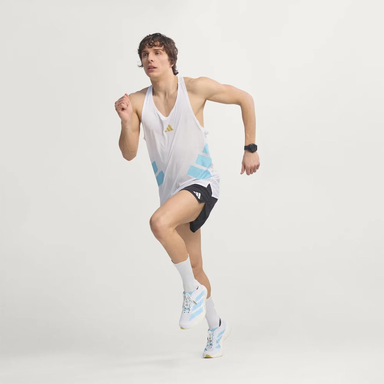 Adidas Adizero Evo SL Woven Trainer Cloud White / Clear Blue / Matte Gold - Image 4