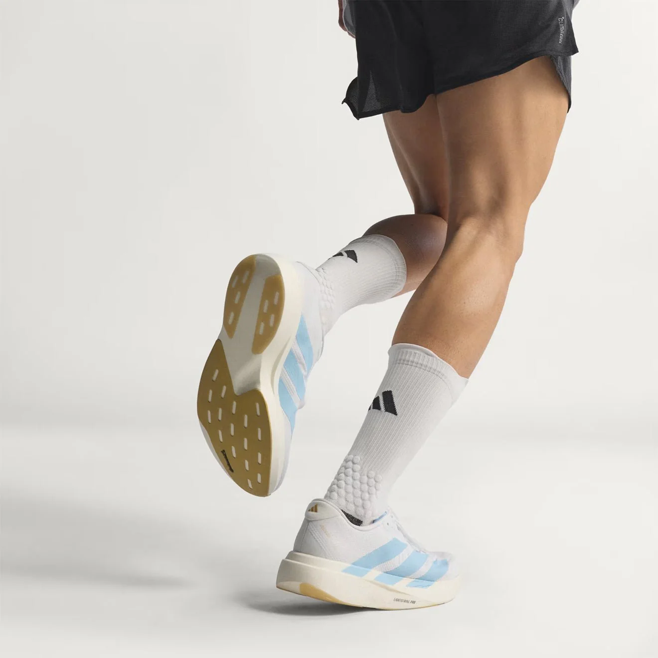 Adidas Adizero Evo SL Woven Trainer Cloud White / Clear Blue / Matte Gold - Image 6