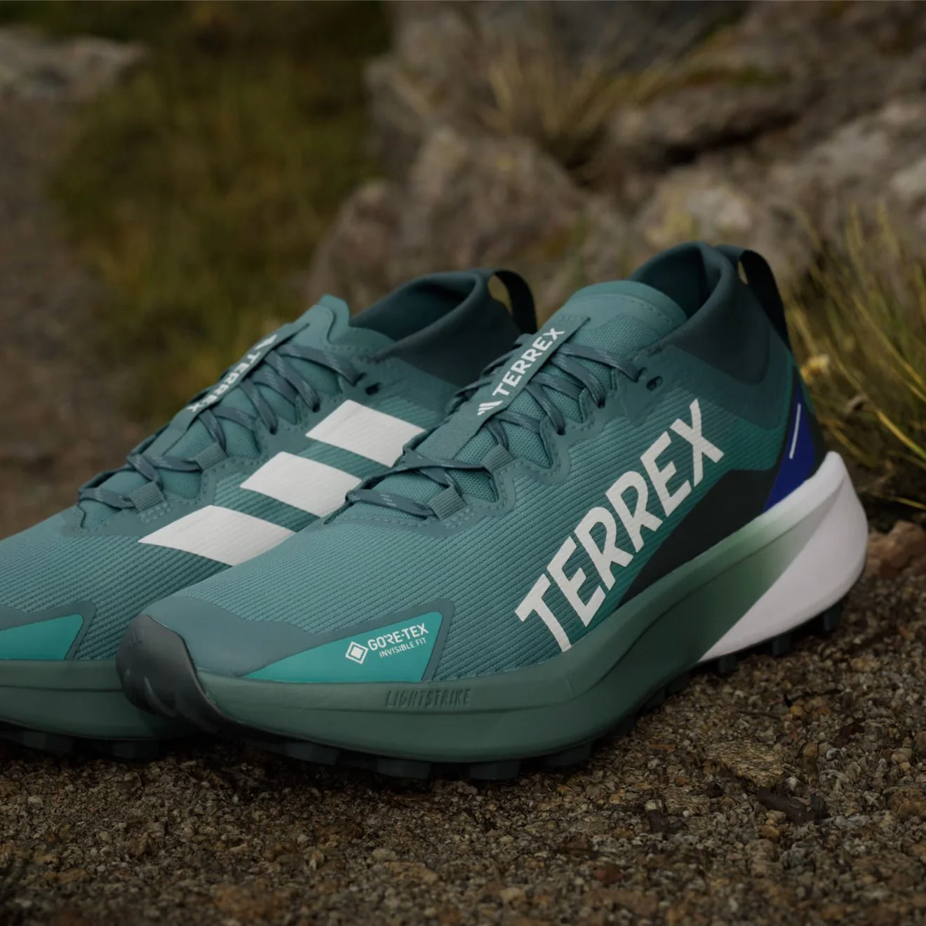 Adidas Terrex Agravic GTX Trail Running Shoes Preloved Teal / Cloud White / Semi Lucid Blue - Image 4