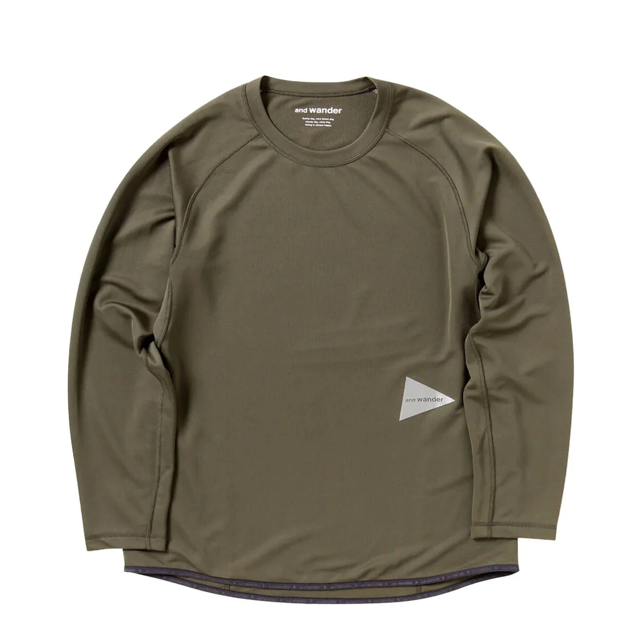 And Wander Dry Jersey Raglan L/S T-Shirt Khaki
