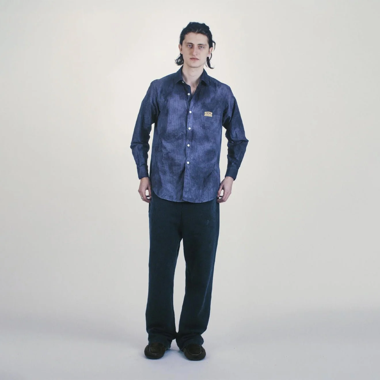 Aries Tie Dye Stripe Poplin Shirt Black - Image 3