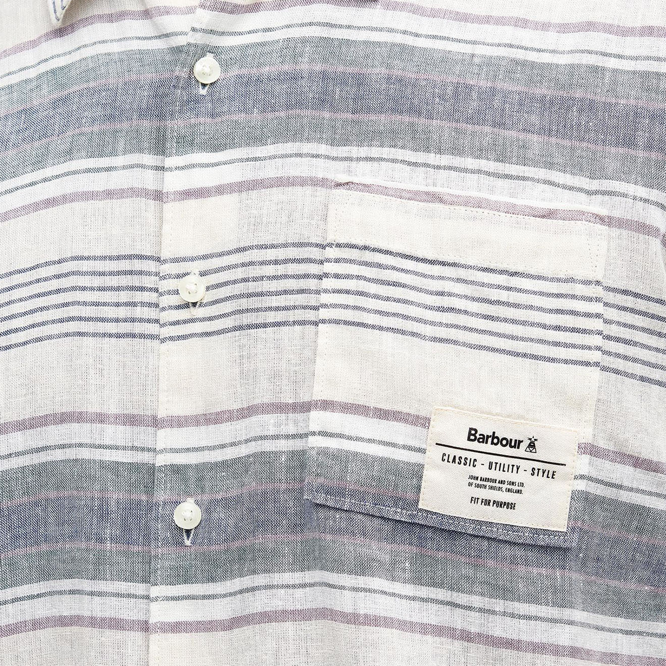 Barbour Crimwell Short Sleeved Striped Shirt Whisper White - Image 2