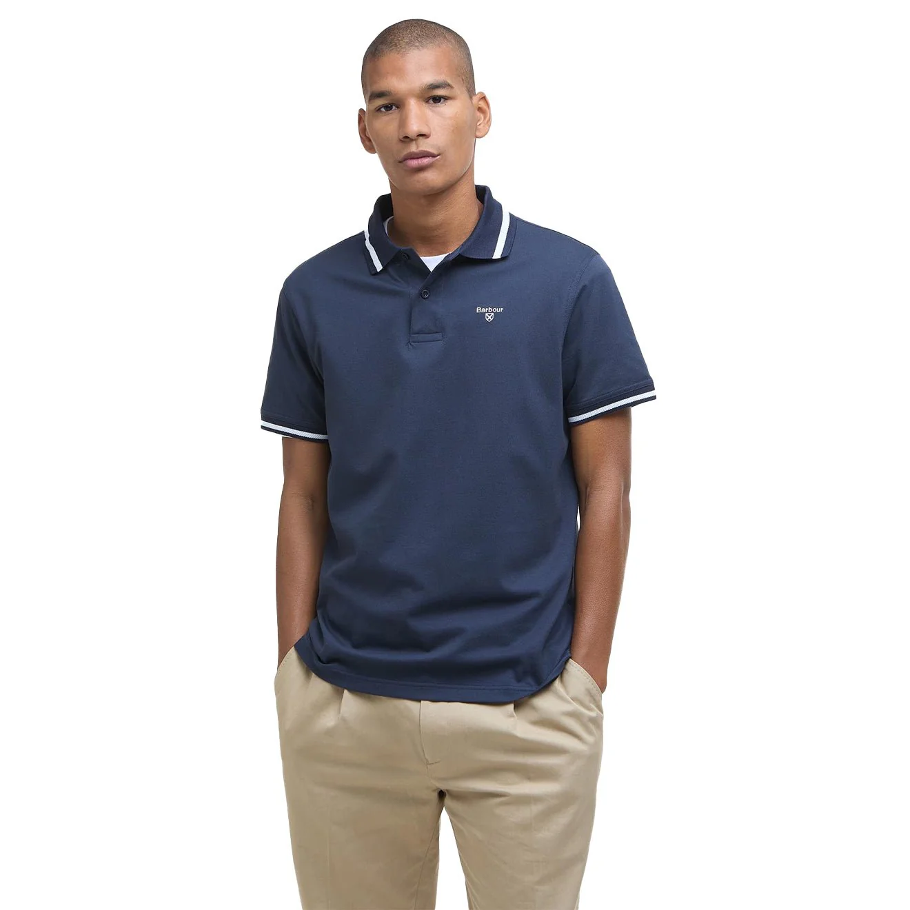 Barbour Ferrybridge Lightweight Tailored Fit Polo Shirt Navy - Image 2
