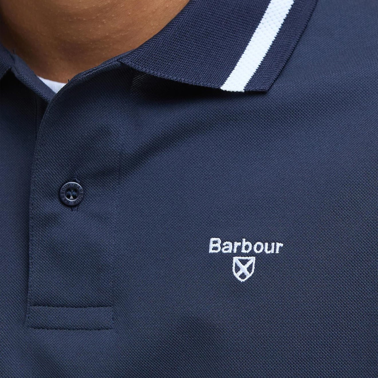 Barbour Ferrybridge Lightweight Tailored Fit Polo Shirt Navy - Image 3