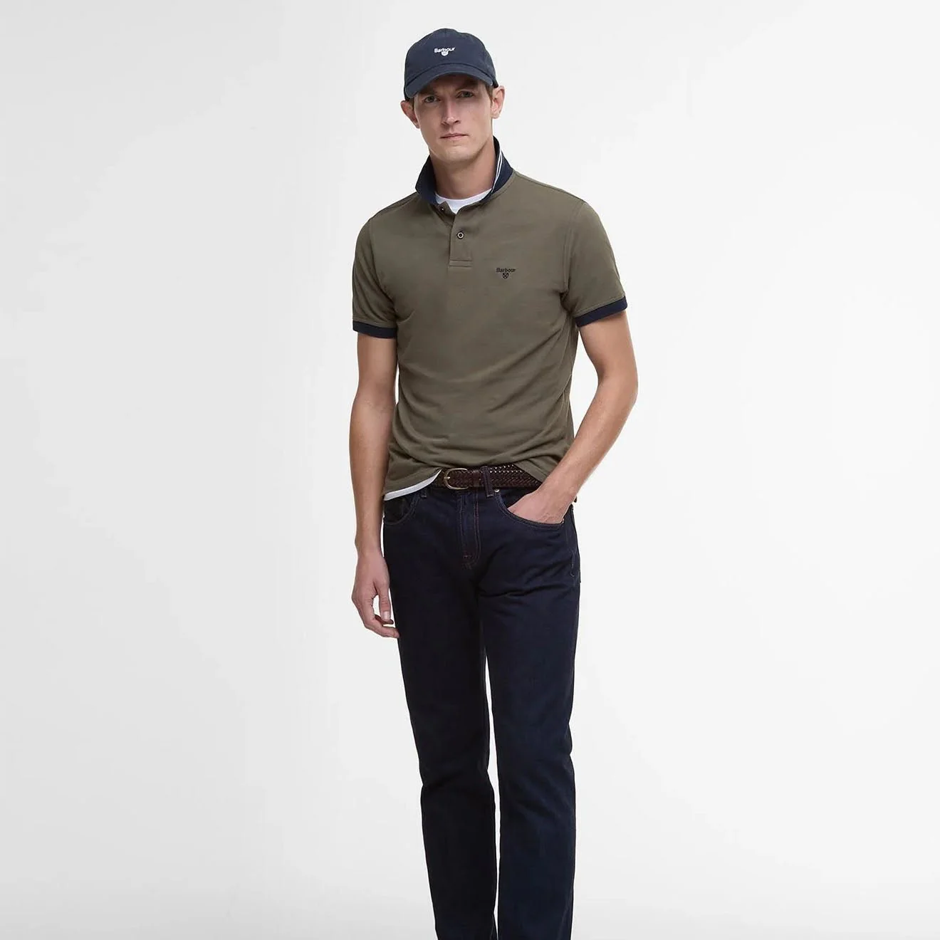 Barbour Lynmouth Tipped Tailored Fit Polo Shirt Uniform Green - Image 6