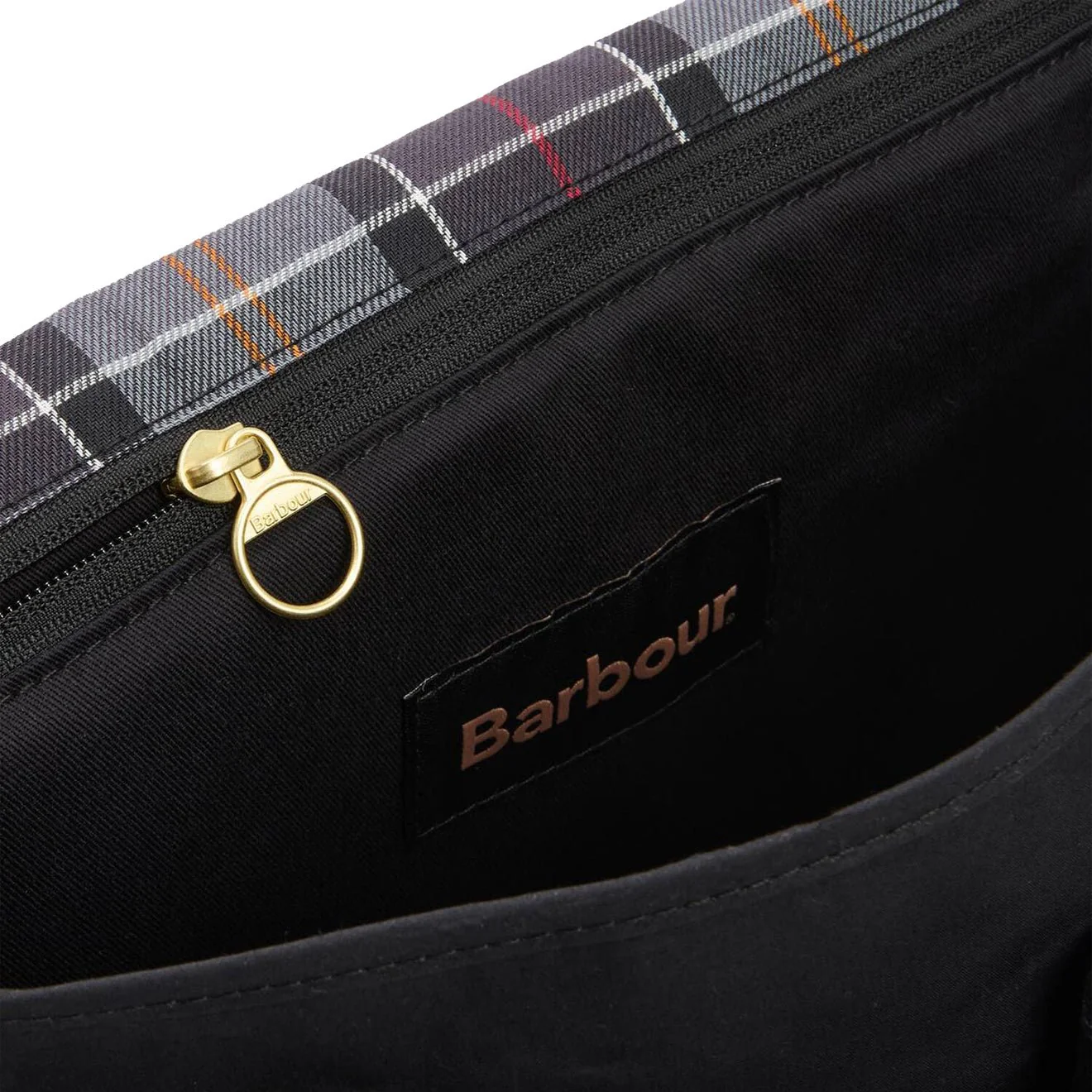 Barbour Transport Riever Crossbody Bag Black/Modern Tartan - Image 5