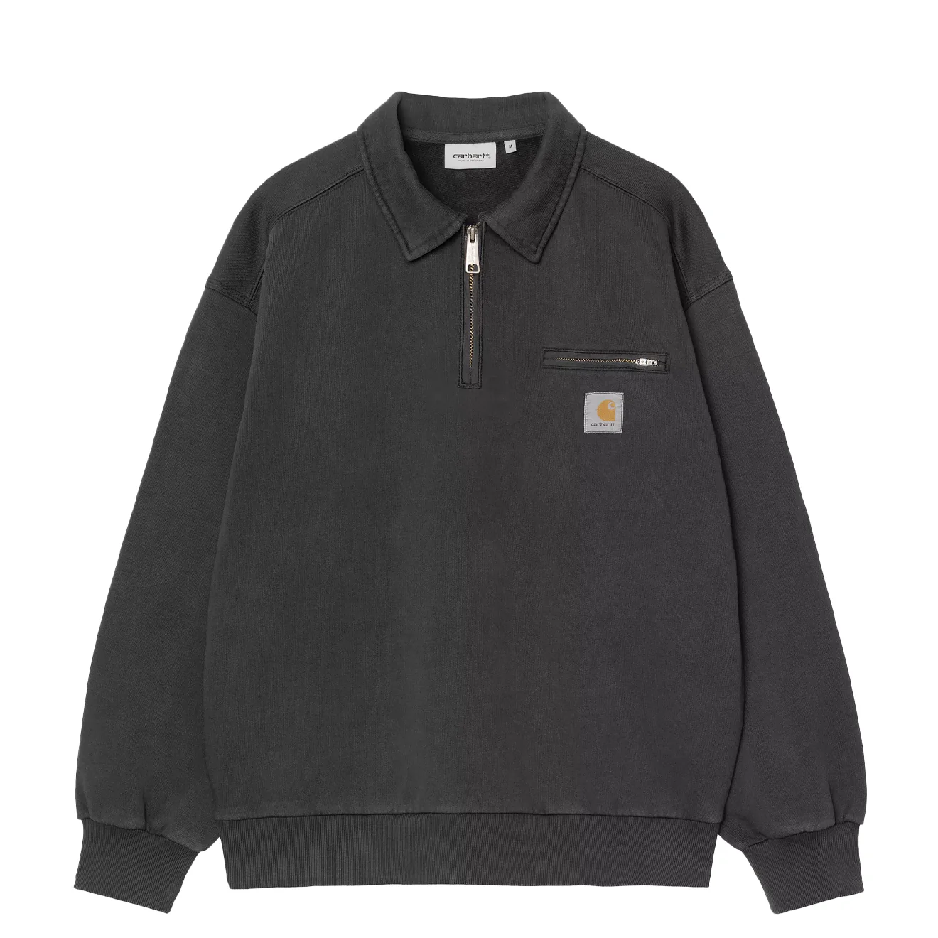 Carhartt WIP Half Zip Detroit Sweat Black Stone Washed