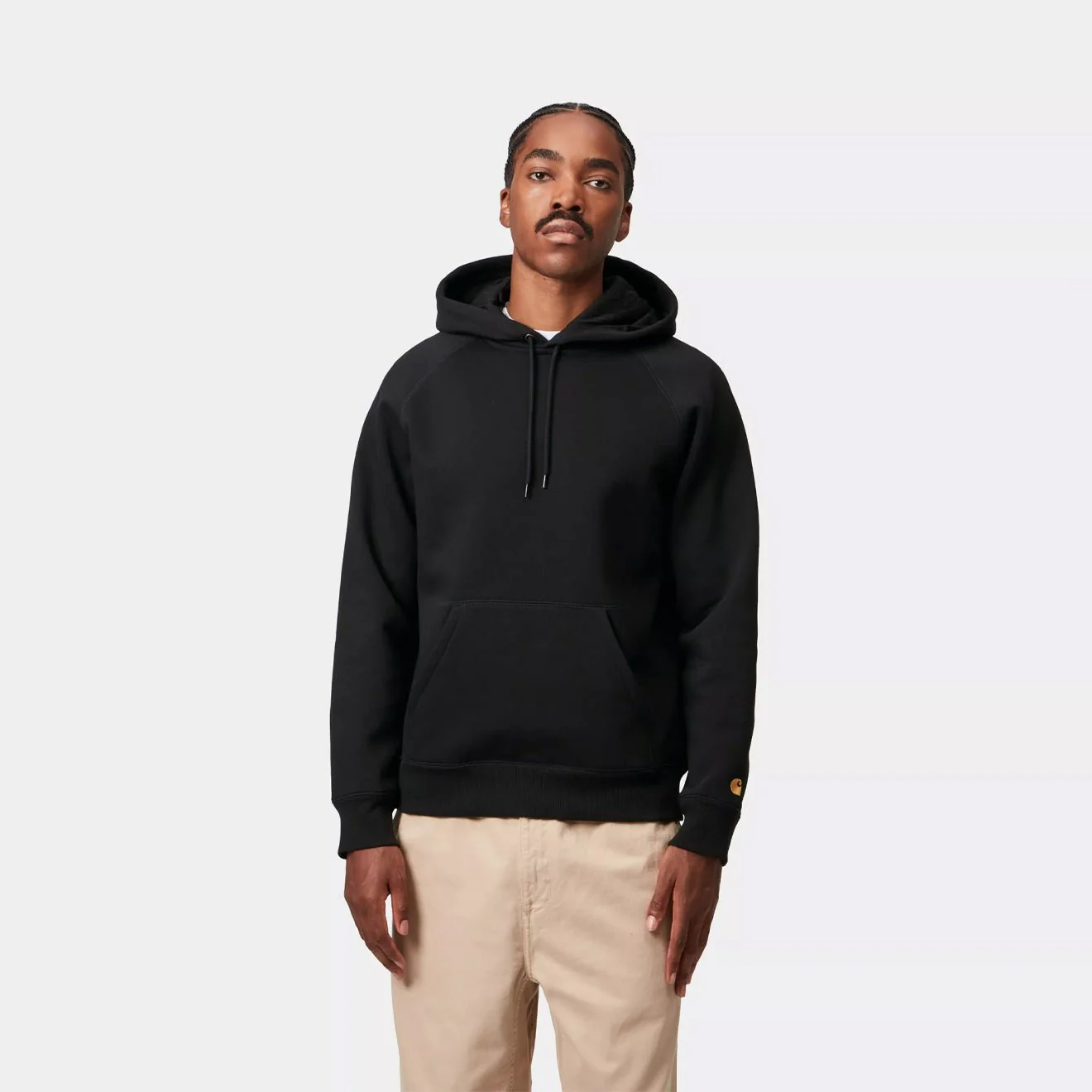 Carhartt WIP Hooded Chase Sweatshirt Black / Gold - Image 3