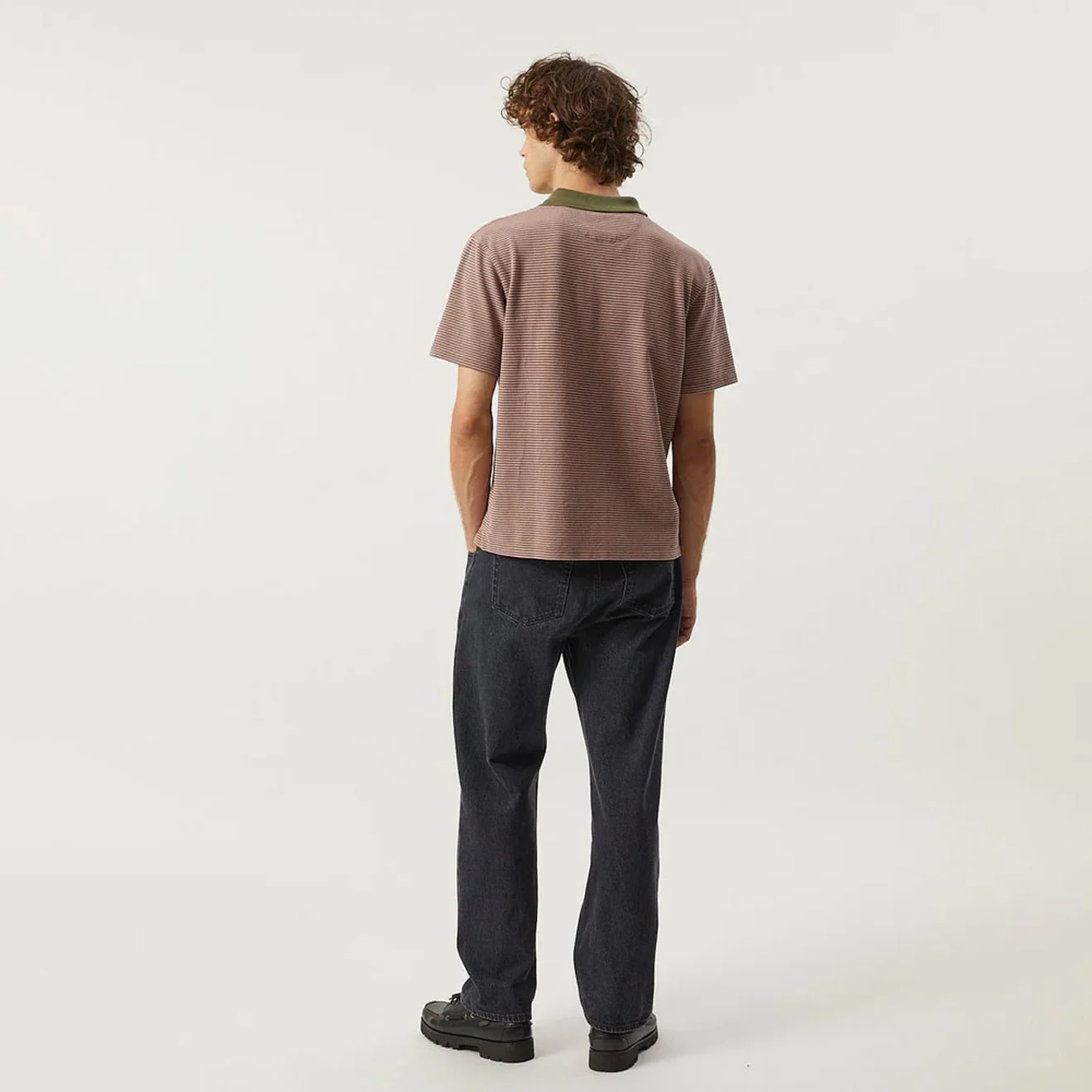 Corridor Stripe Pique Polo S/S Shirt Pink - Image 4