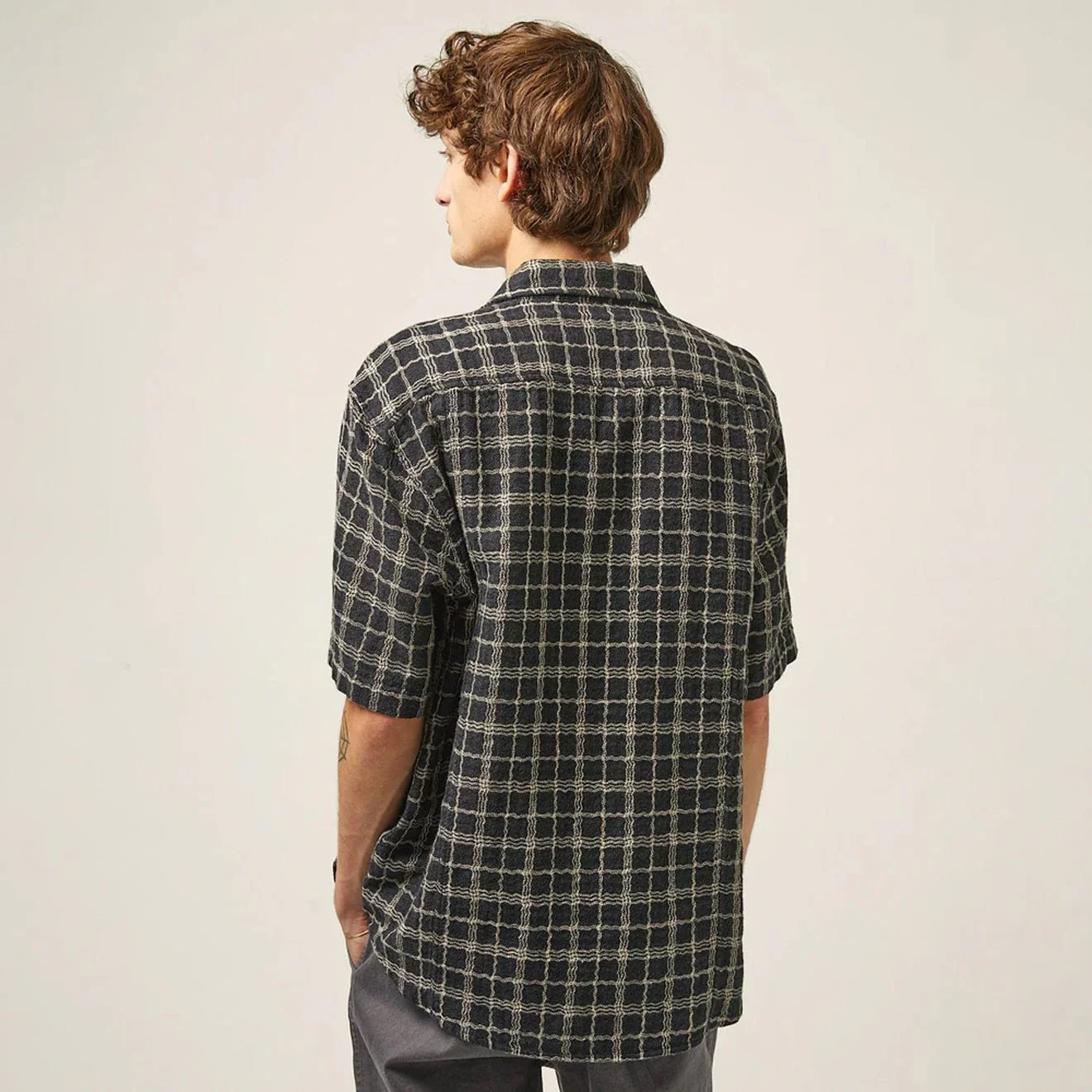 Corridor Wavy Linen S/S Shirt Navy - Image 3