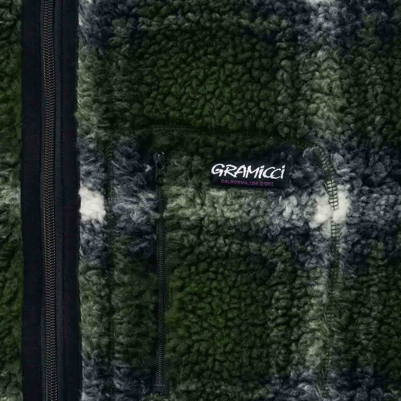 Gramicci Shadow Plaid Sherpa Jacket Olive Shadow Plaid - Image 2