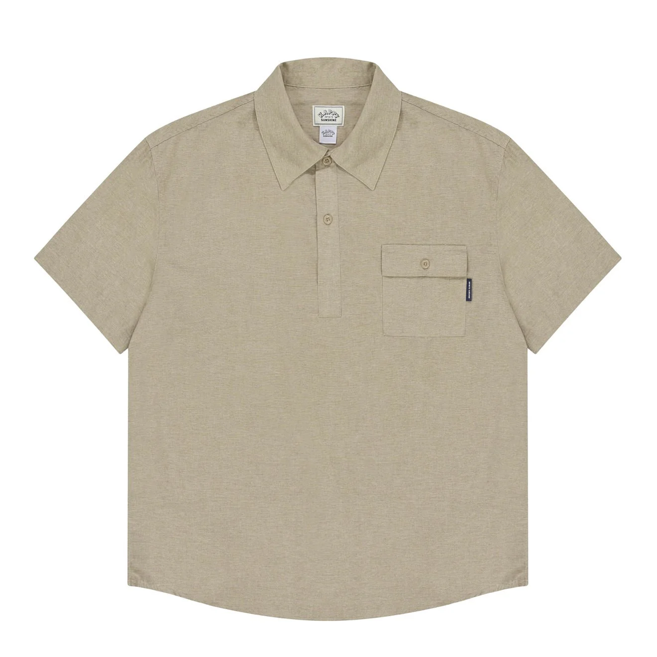 Kappy Pigment Henley Neck Half Shirt Beige