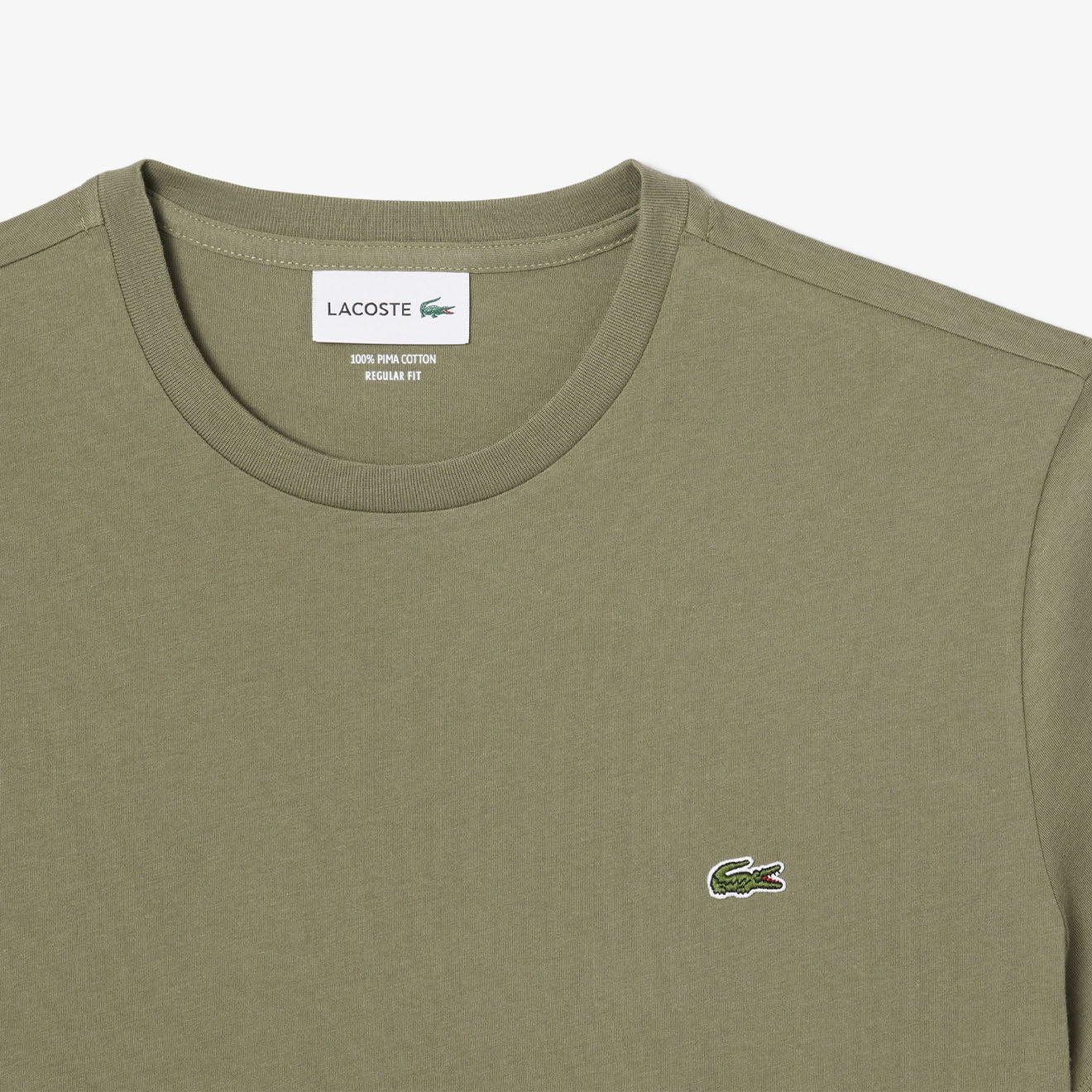 Lacoste Crew Neck Pima Cotton T-Shirt Khaki - Image 2