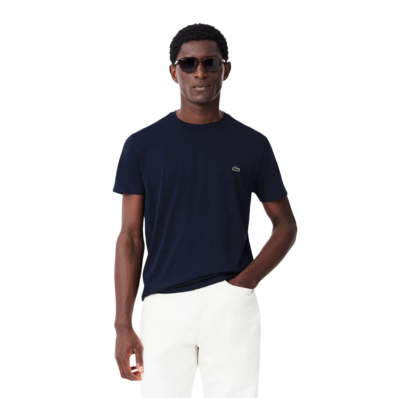 Lacoste Crew Neck Pima Cotton T-Shirt Navy Blue - Image 2