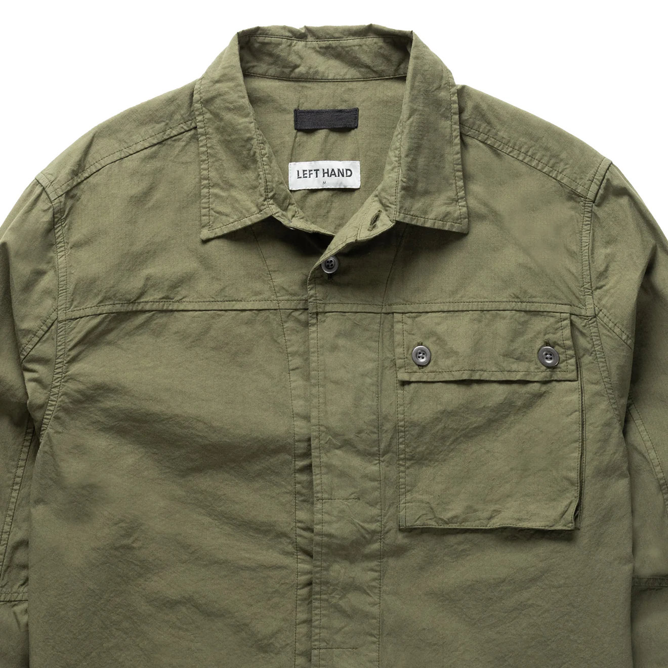 Left Hand Button Pocket Shirt Olive - Image 3
