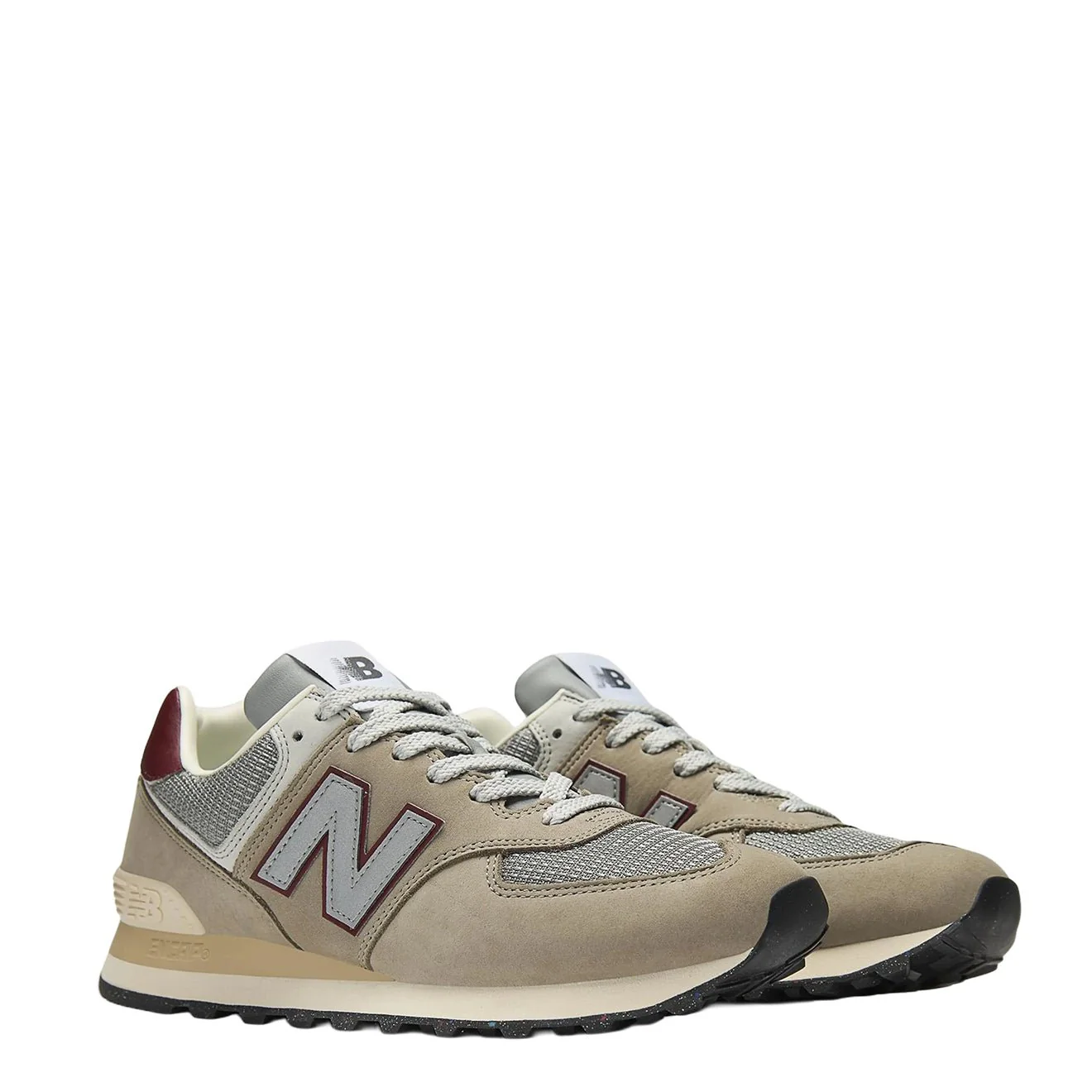 New Balance 574 Shoes Arid Stone / Monarch Burgundy - Image 3