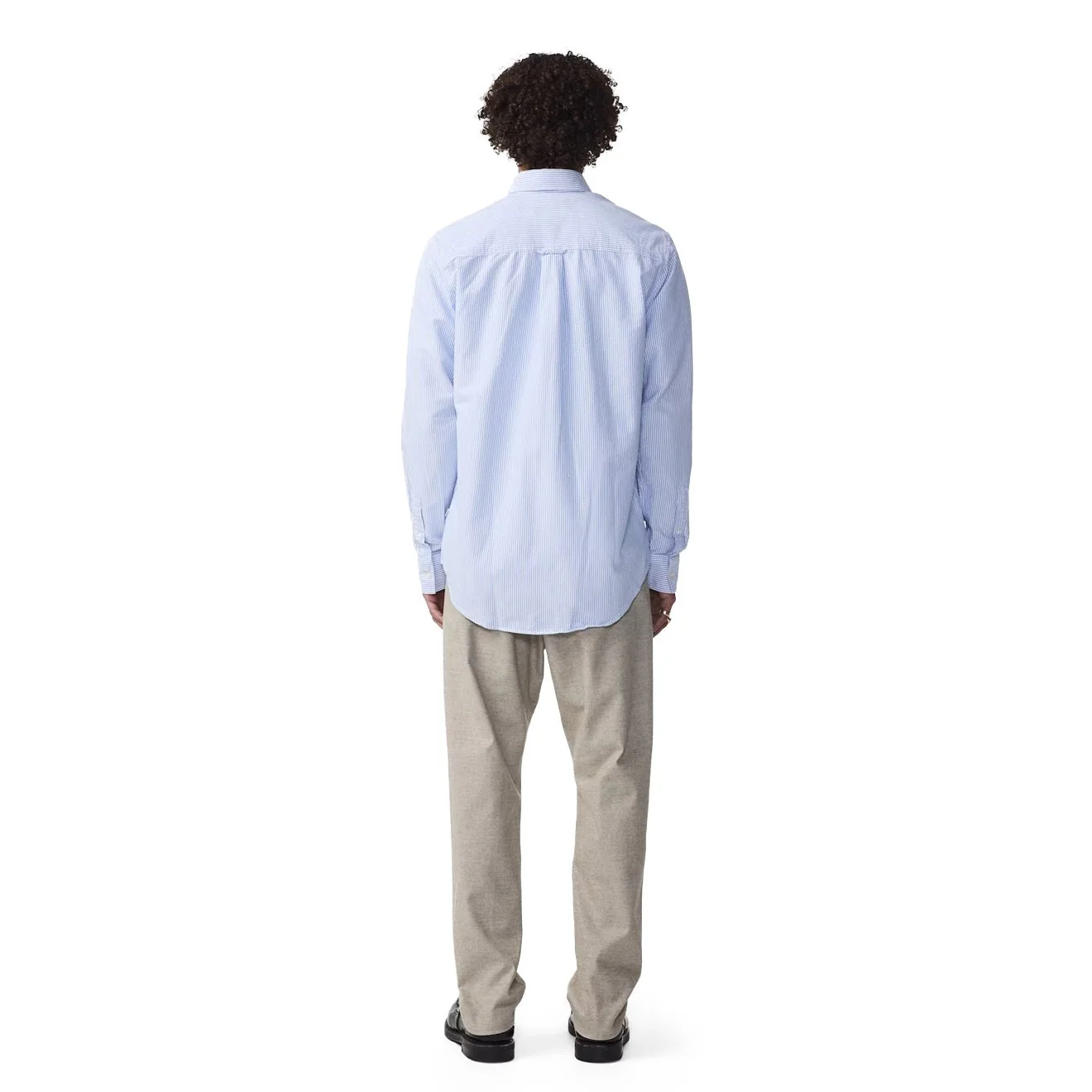 NN07 Colby BD Logo Regular Fit Oxford Shirt Blue Stripe - Image 3