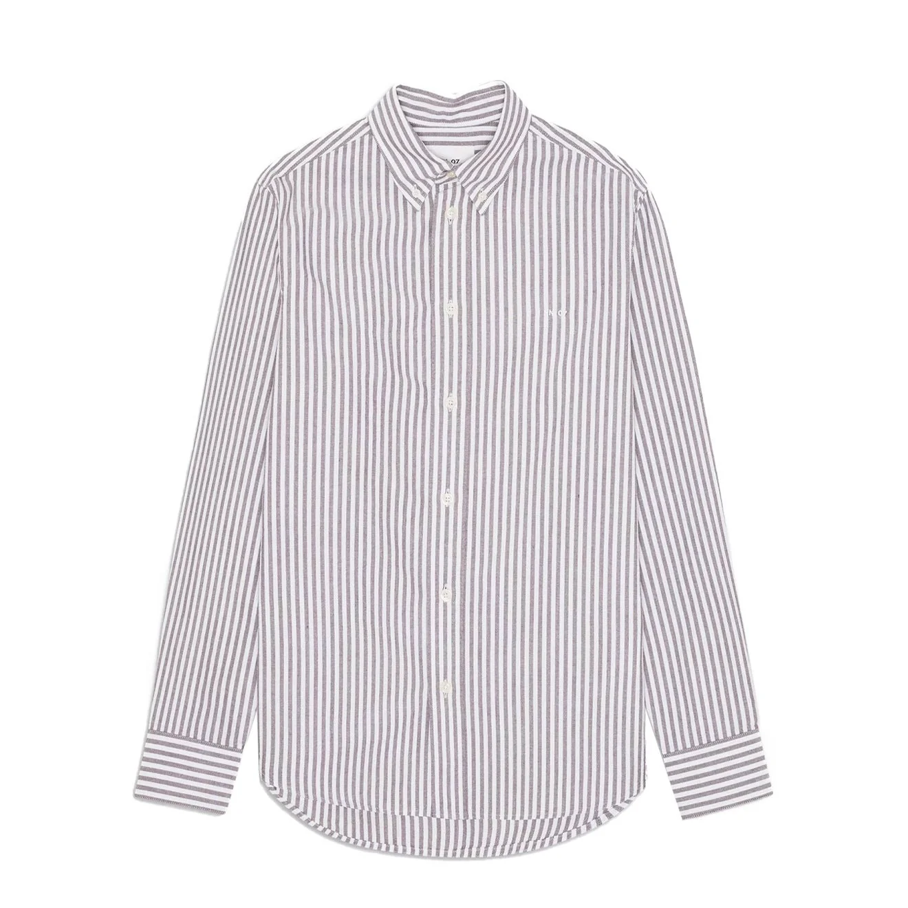 NN07 Colby BD Logo Regular Fit Oxford Shirt Brown Stripe