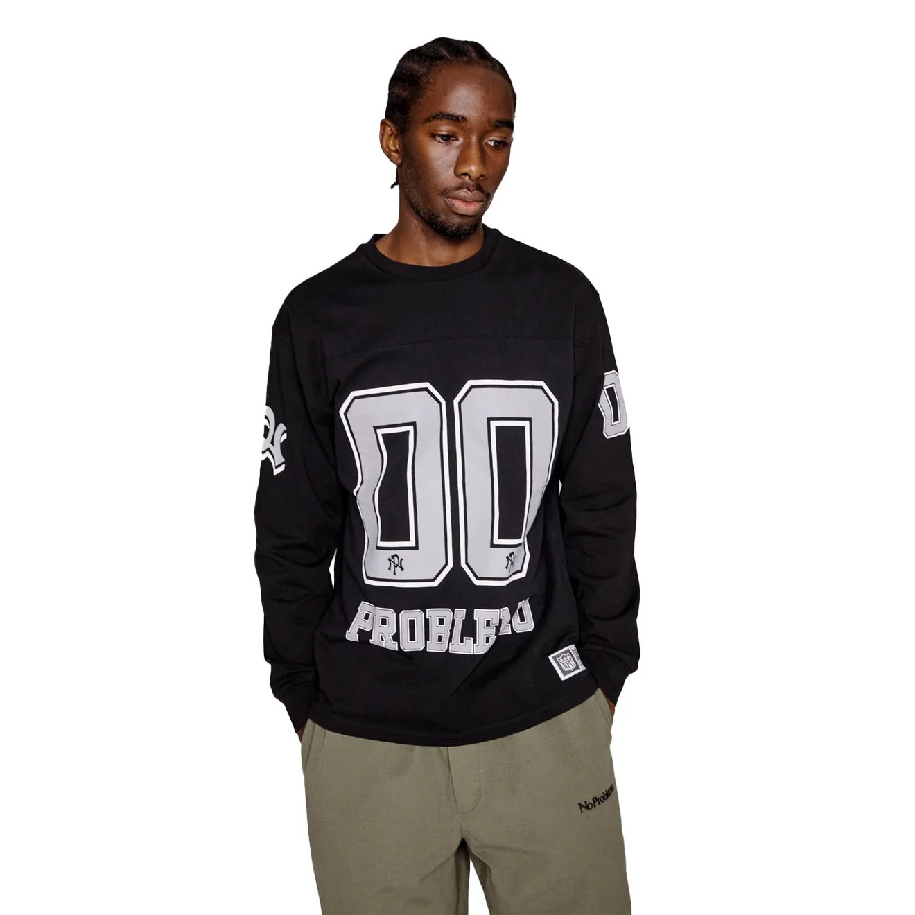 No Problemo NP00 Sports Cotton L/S Jersey Black - Image 3