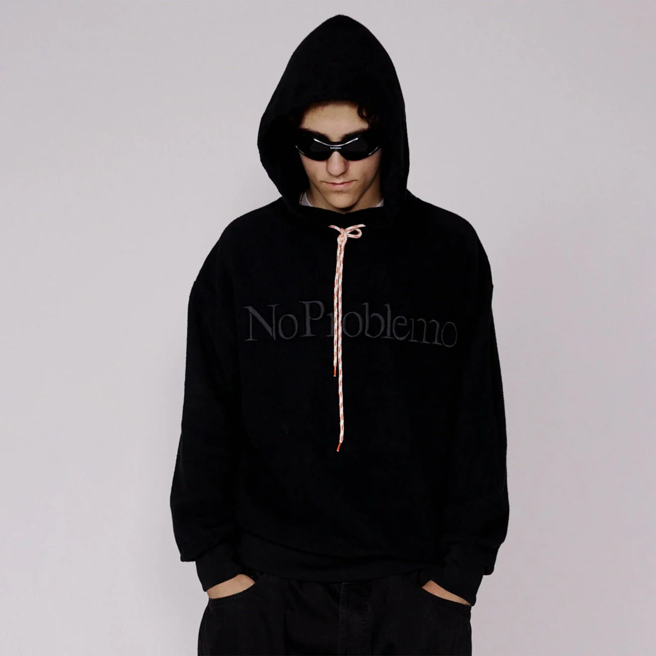 No Problemo Reverse Fleece Hoodie Black - Image 3