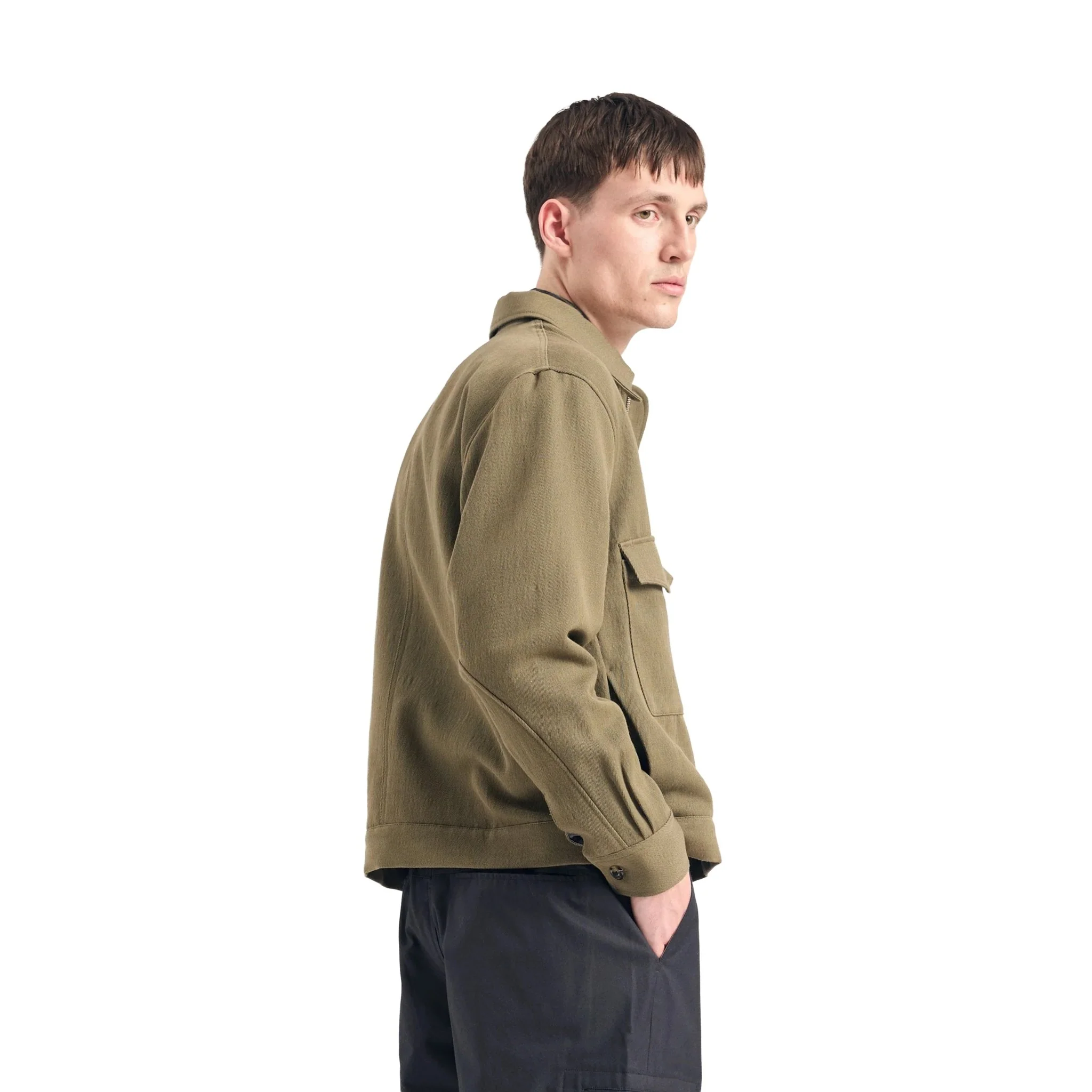 Norse Projects Aksel Cavalry Cotton Wool Windstopper Jacket Olive Night - Image 5