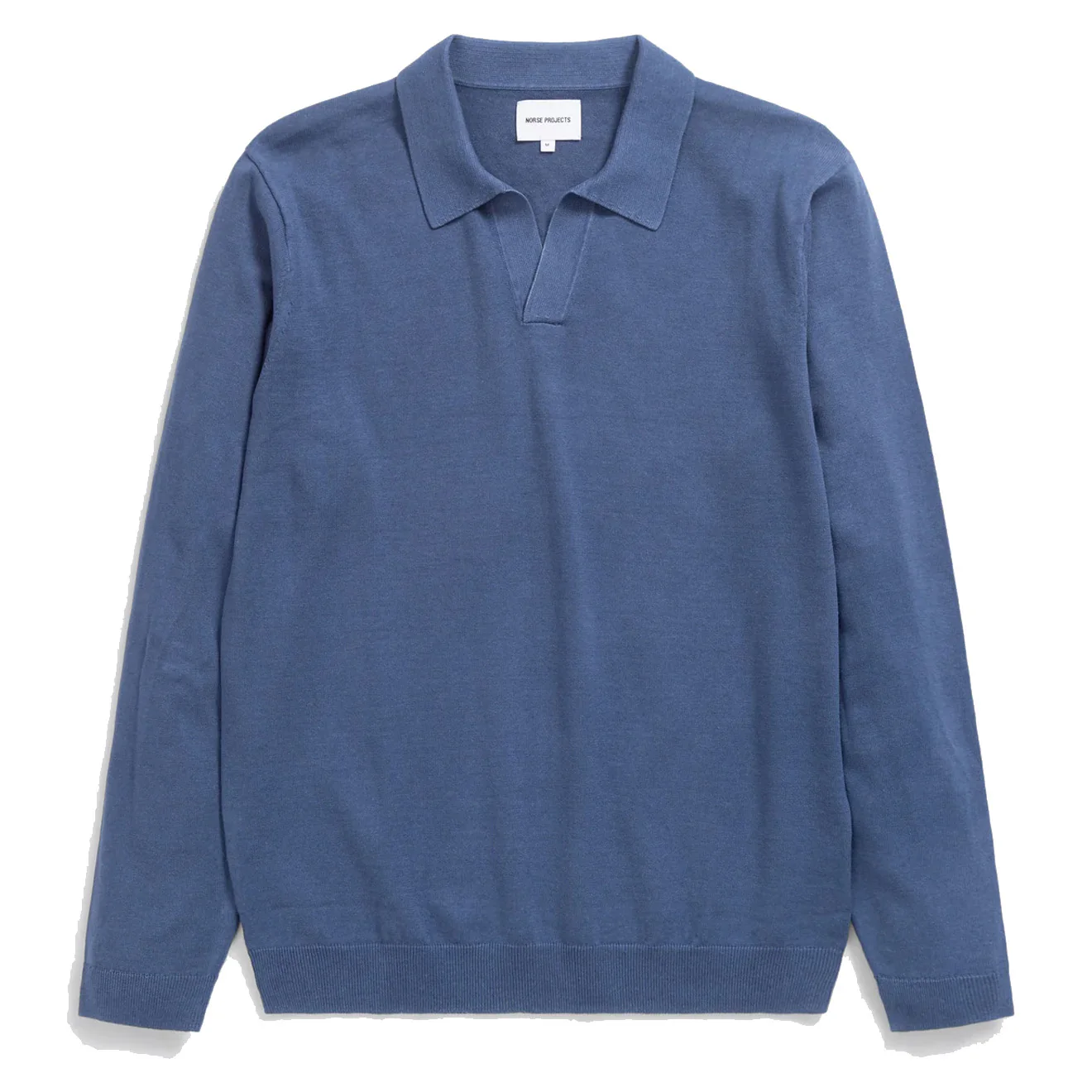 Norse Projects Leif Cotton Linen LS Polo Shirt Calcite Blue
