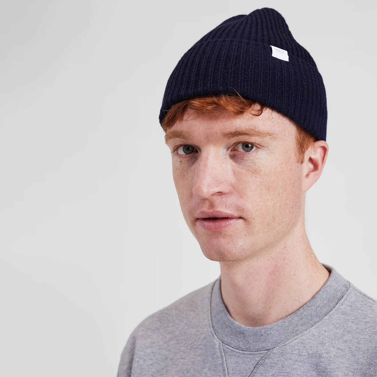 Norse Projects Norse Standard Merino Lambswool Beanie Dark Navy - Image 3