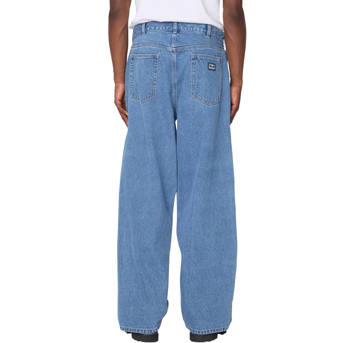 Obey Bigwig Baggy Denim Trousers Medium Stonewash Light Indigo - Image 5
