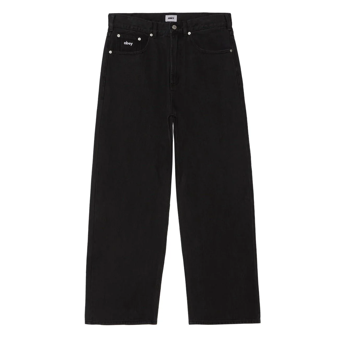Obey Bigwig Baggy Denim Trousers Washed Black