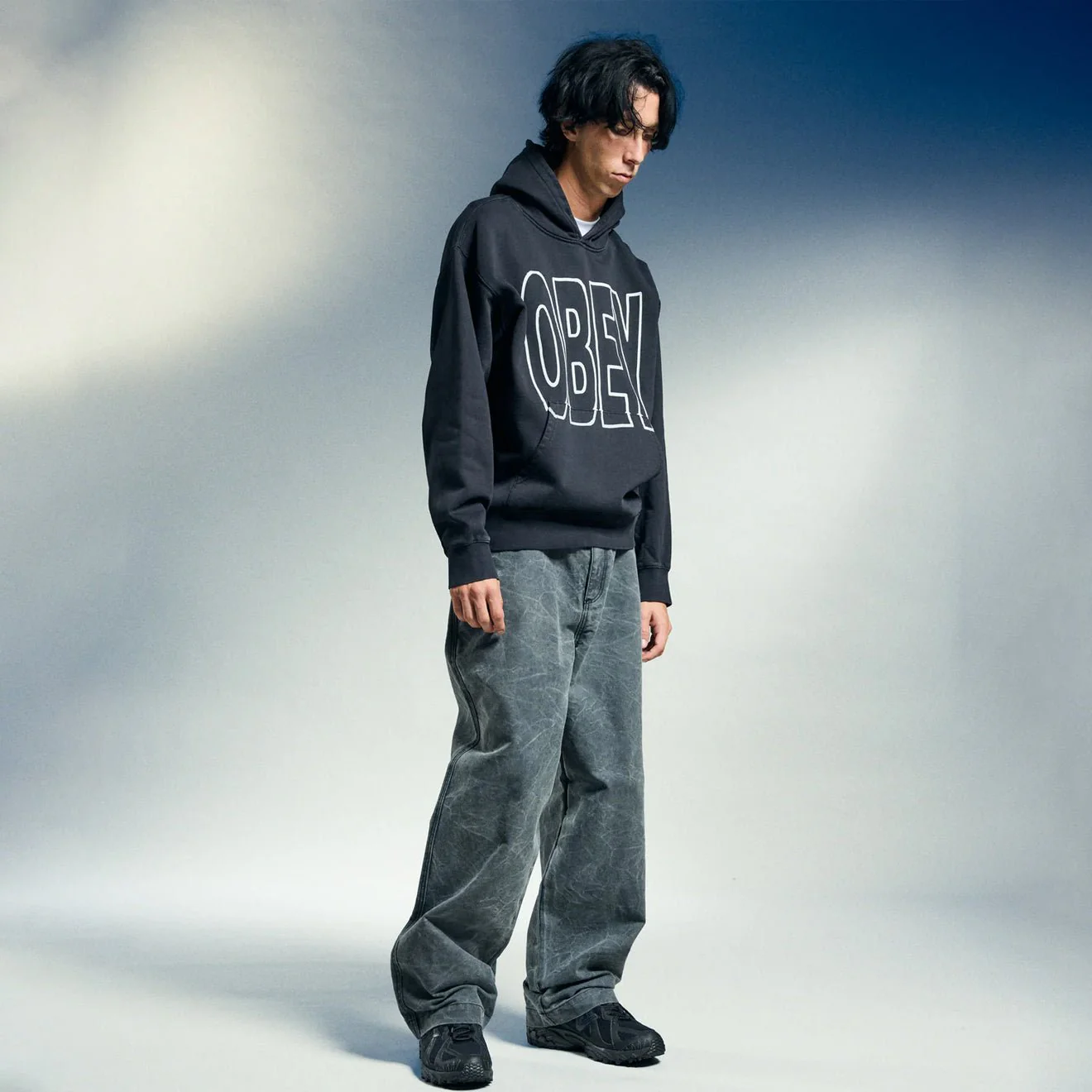 Obey Manor Faded Hood Digital Black Faded Wash - Image 3