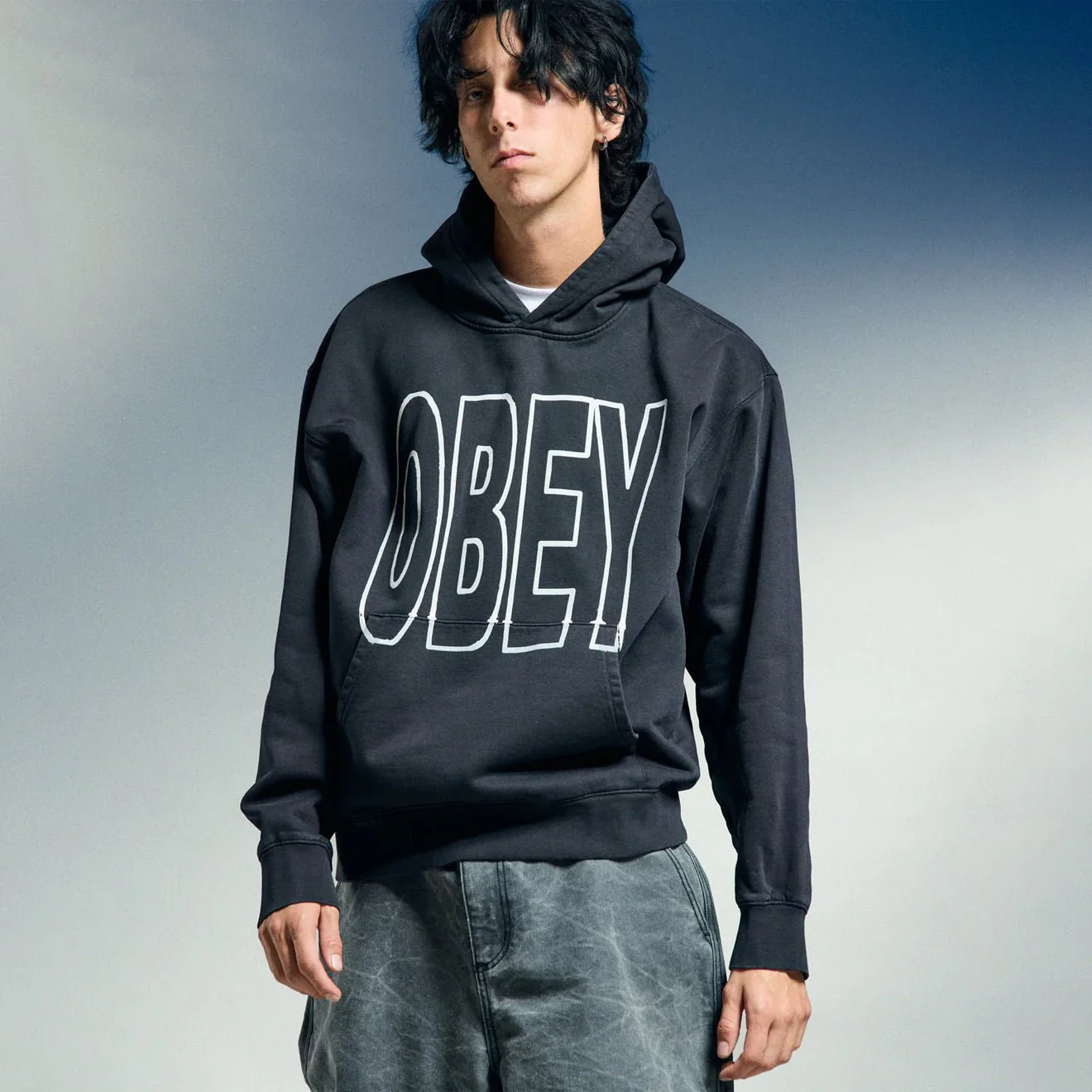 Obey Manor Faded Hood Digital Black Faded Wash - Image 4