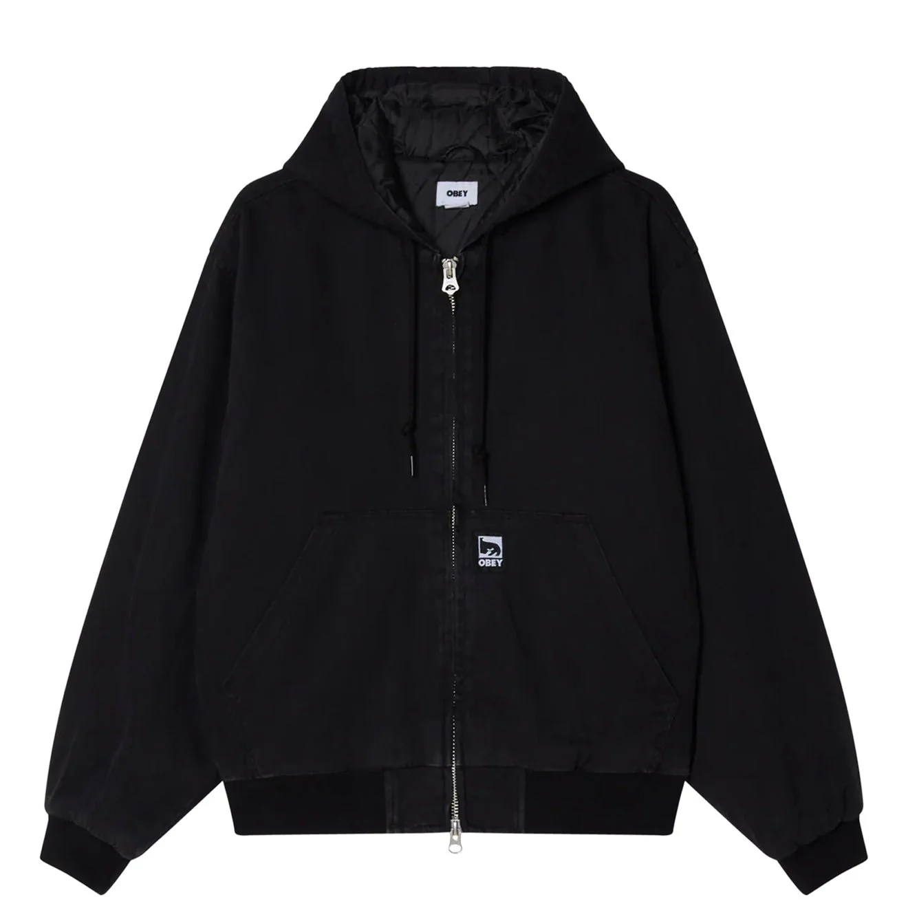 Obey Randy Zip Up Hood Black Faded Wash