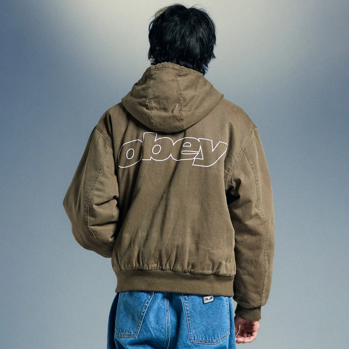Obey Randy Zip Up Hood Black Faded Wash - Image 5