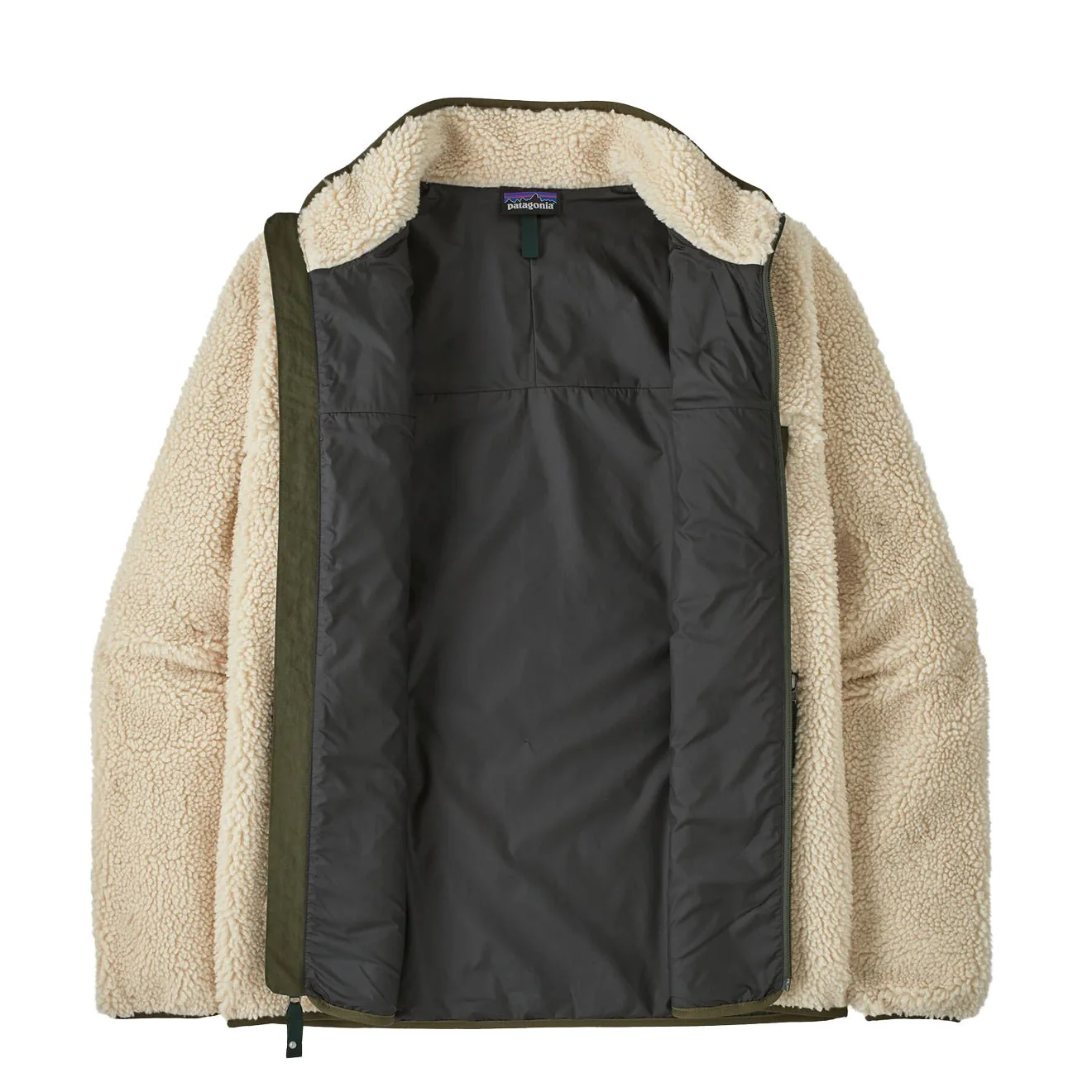 Patagonia Classic Retro-X Fleece Jacket Dark Natural w/Basin Green - Image 2