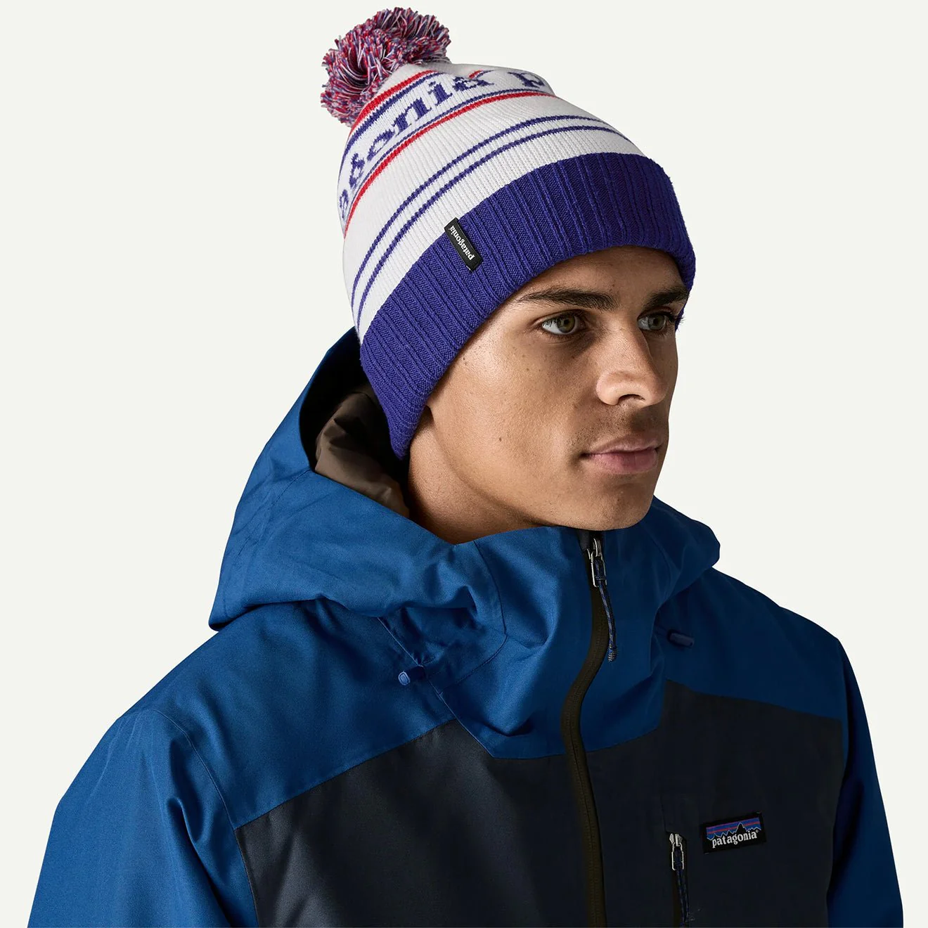 Patagonia Powder Town Beanie Park Stripe Barnacle Blue - Image 2