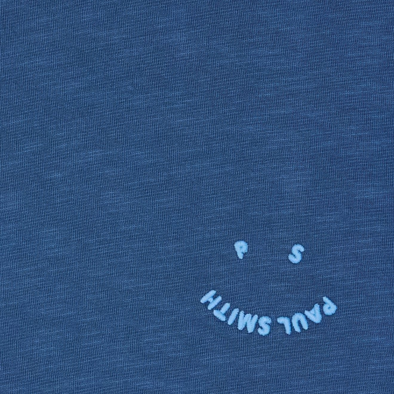 Paul Smith Blanket-Stitch Happy T-Shirt BLue - Image 4