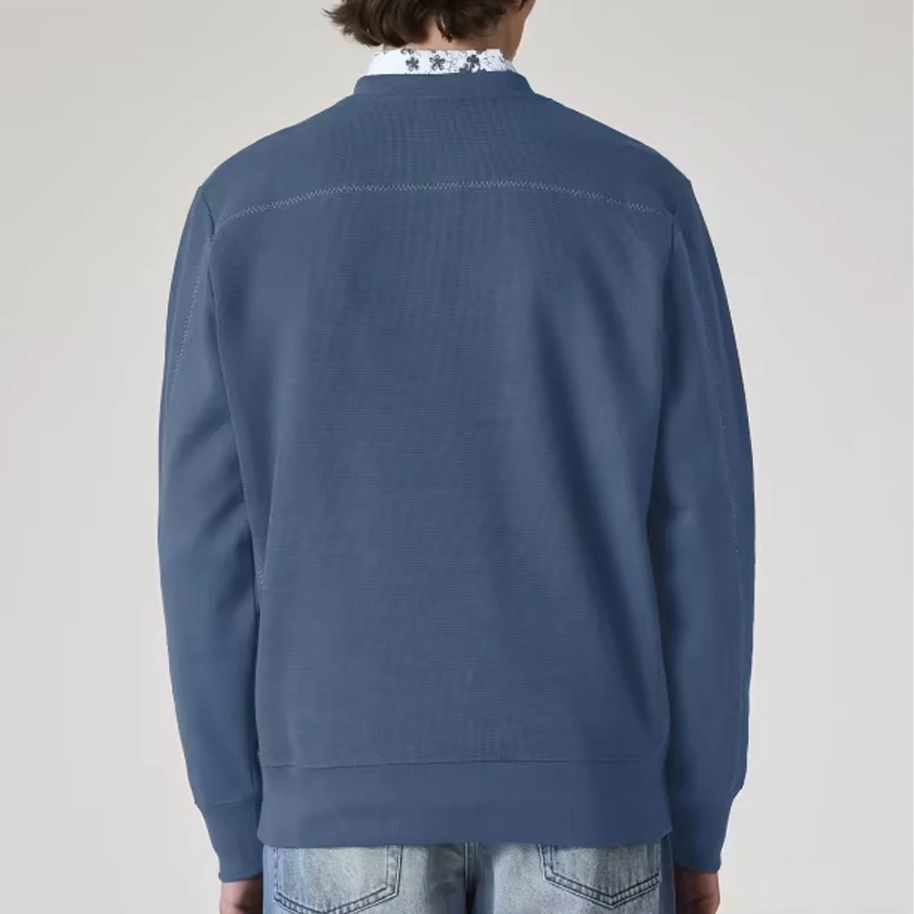Paul Smith Happy Blanket-Stitch Sweatshirt Petrol Blue - Image 3