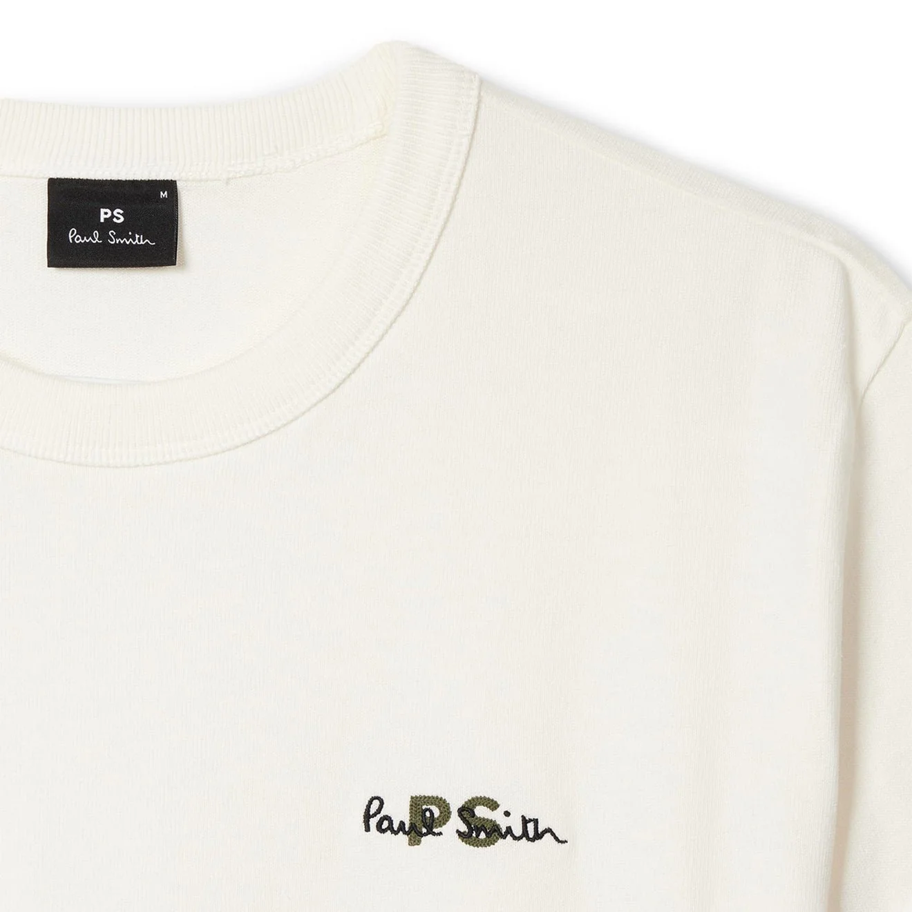 Paul Smith Logo Embroidery Cotton T-Shirt Ecru - Image 2