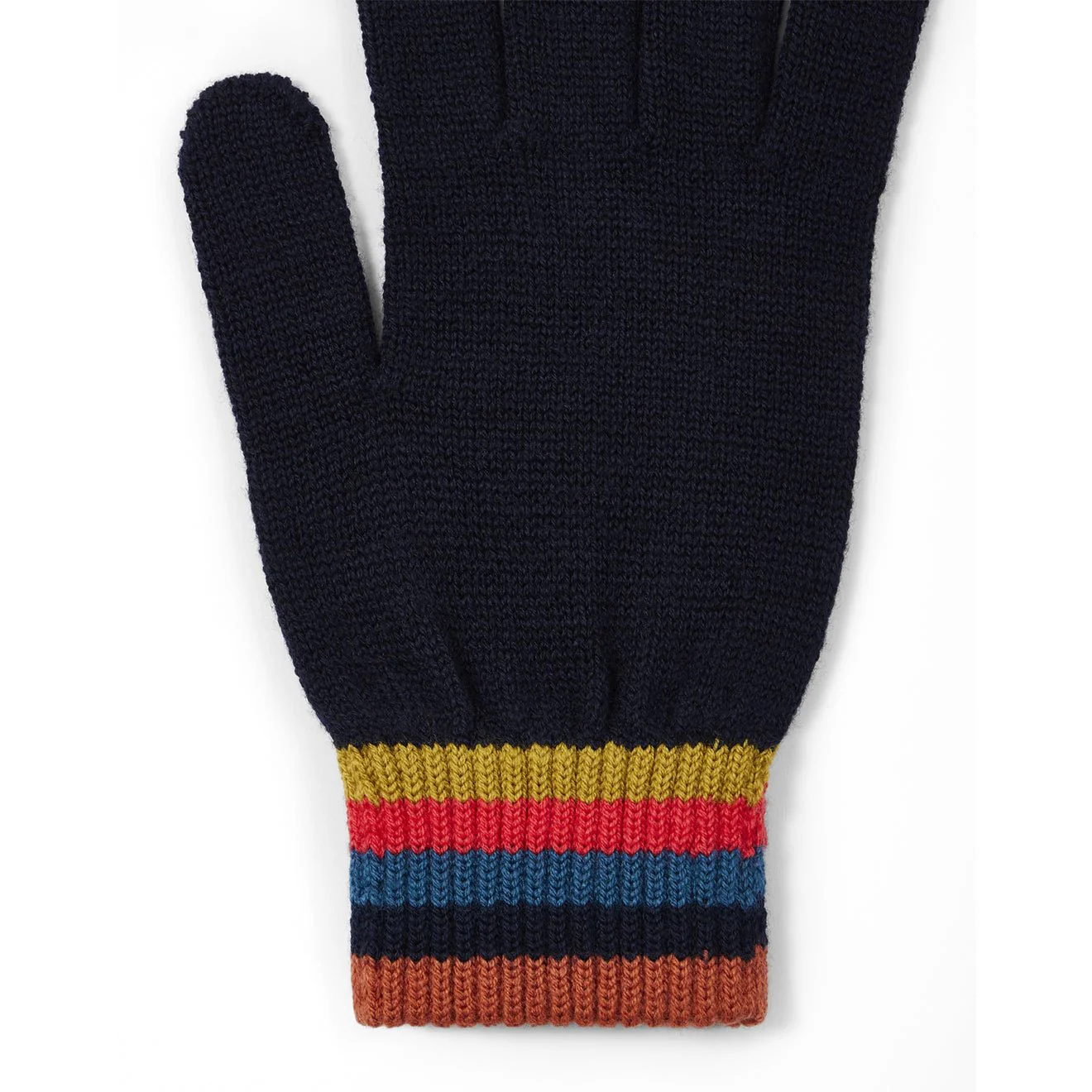 Paul Smith Merino Wool Artist Stripe Gloves Navy Blue - Image 2