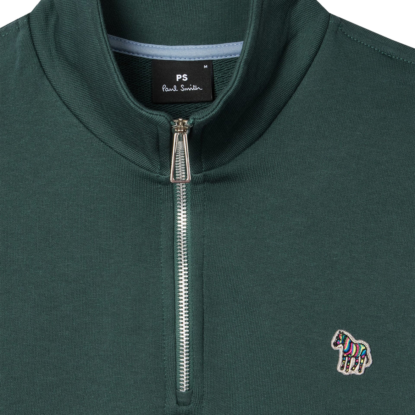 Paul Smith Organic Cotton Logo Half-Zip Sweatshirt Dark Teal - Image 2