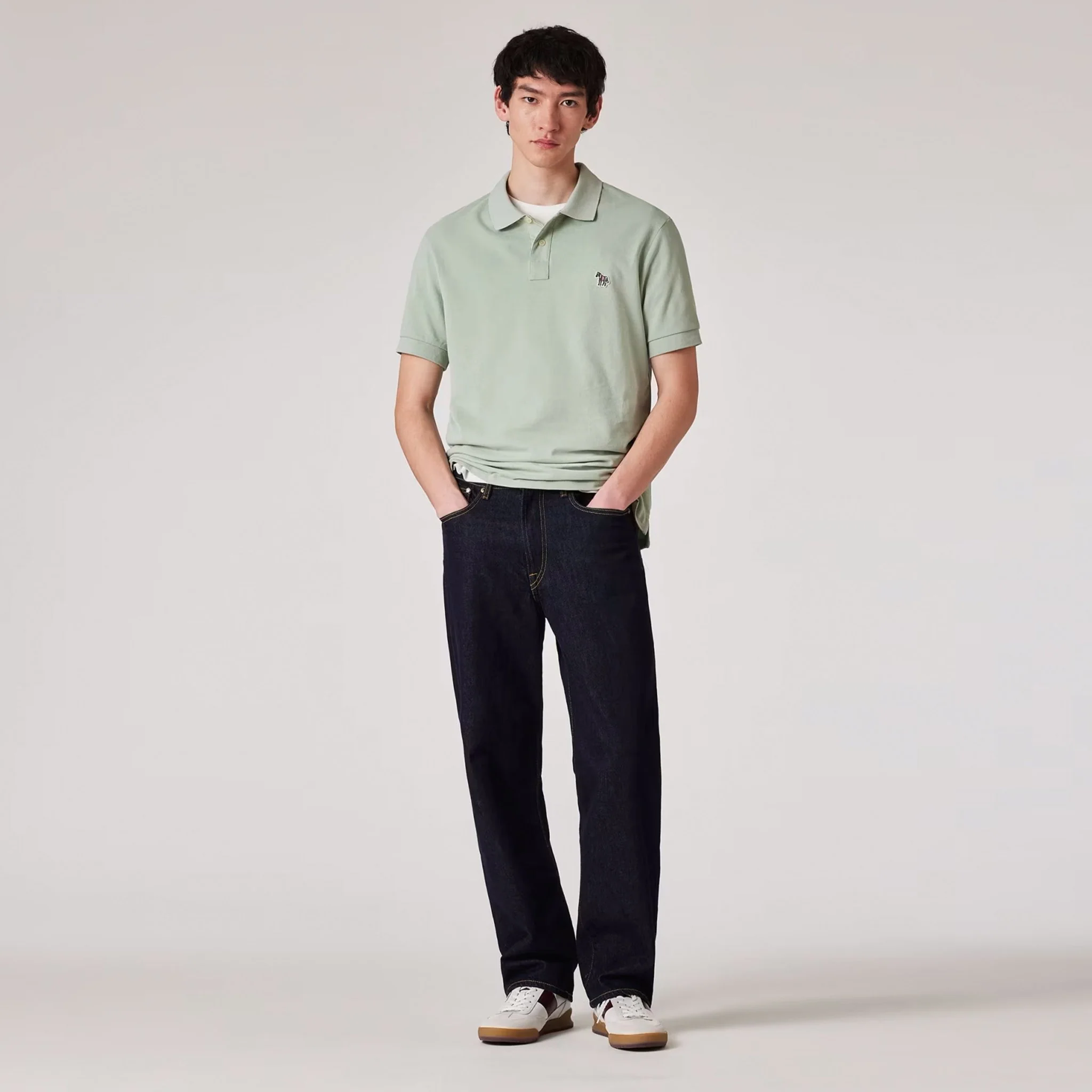 Paul Smith Organic Cotton Zebra Polo Shirt Sage Green - Image 3