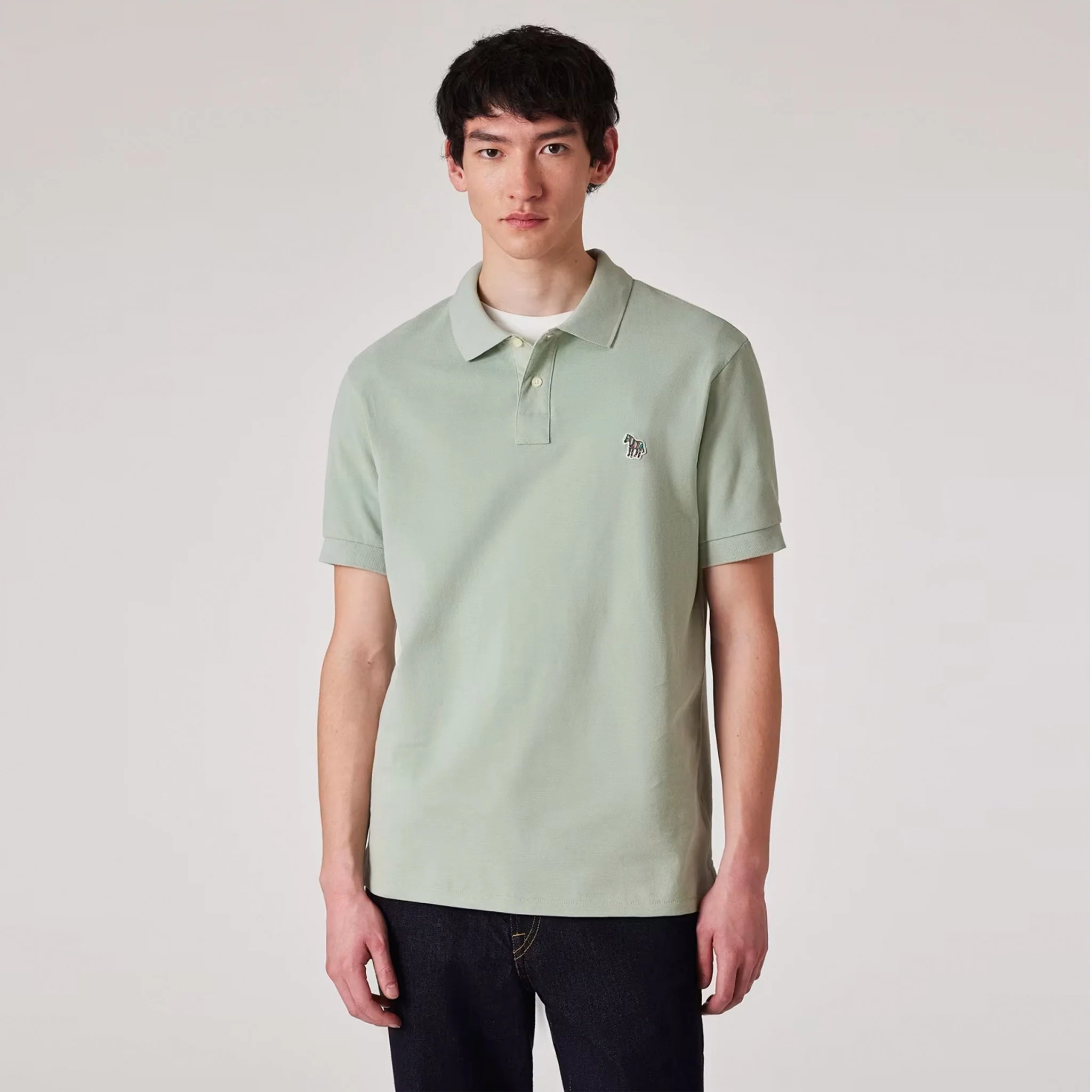 Paul Smith Organic Cotton Zebra Polo Shirt Sage Green - Image 7