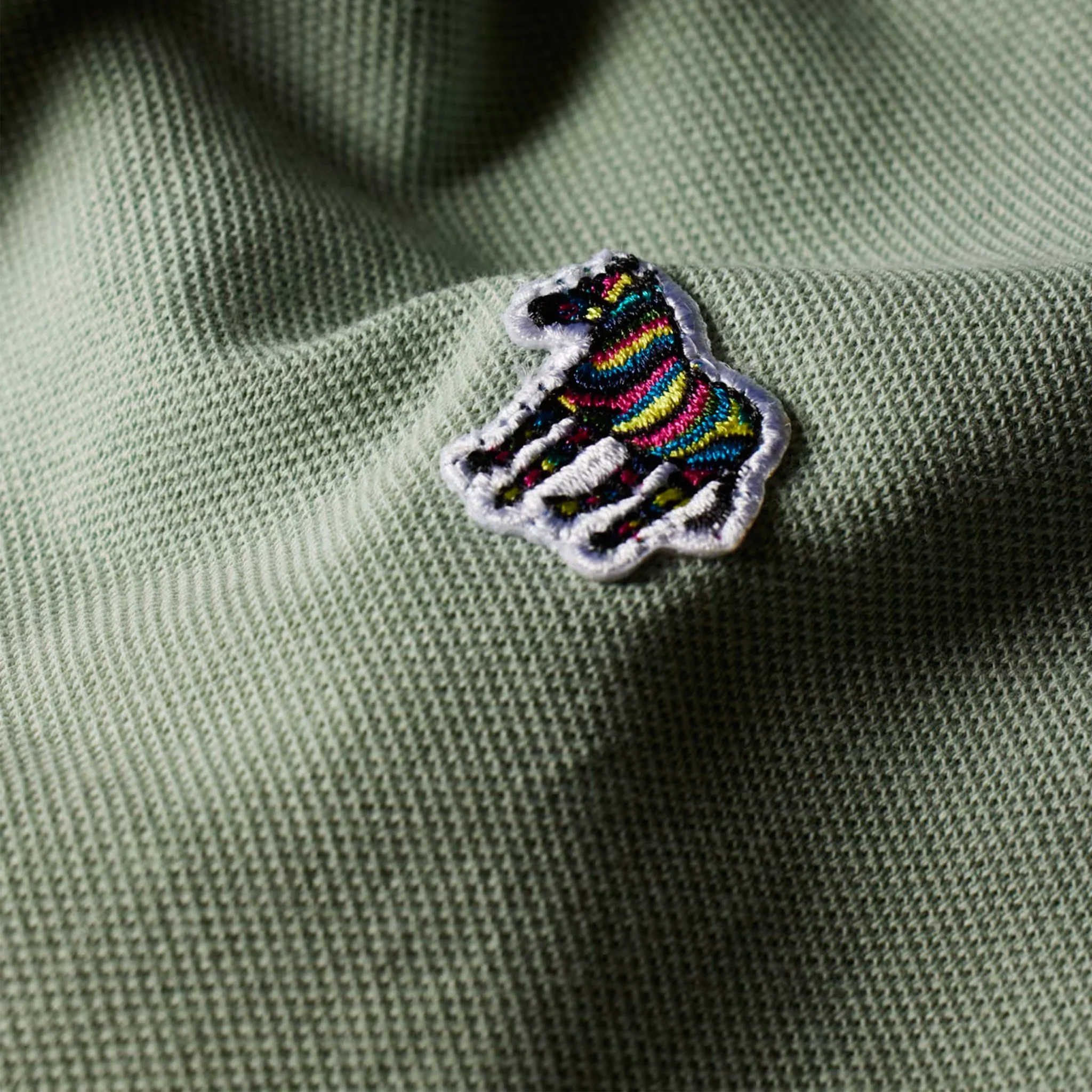 Paul Smith Organic Cotton Zebra Polo Shirt Sage Green - Image 8