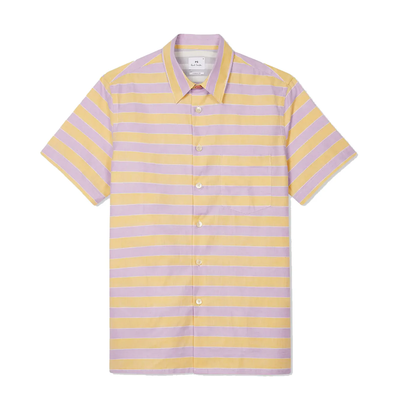 Paul Smith Stripe Cotton-Linen Shirt Purple and Yellow