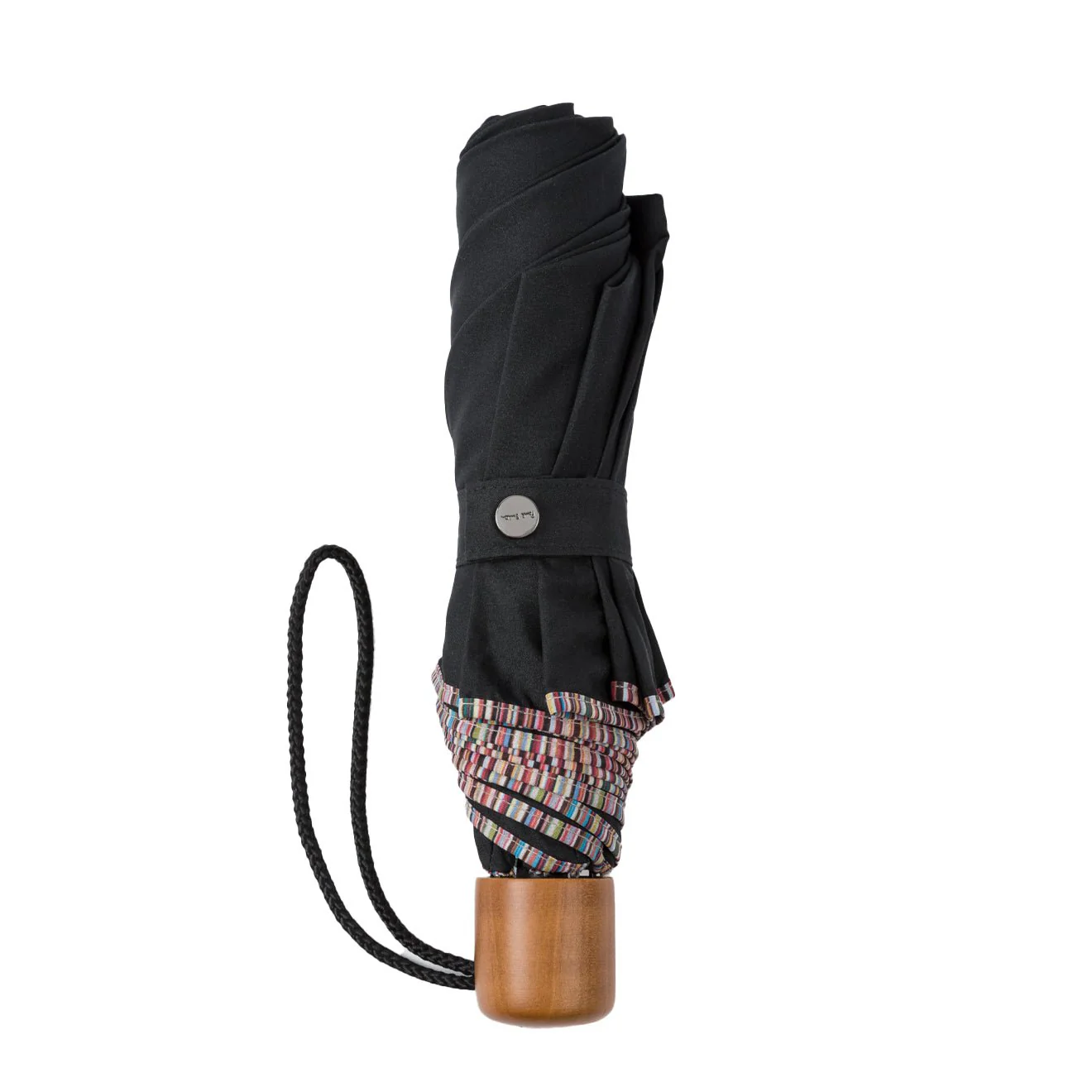Paul Smith Telescopic Umbrella With Signature Stripe Trims Black - Image 2