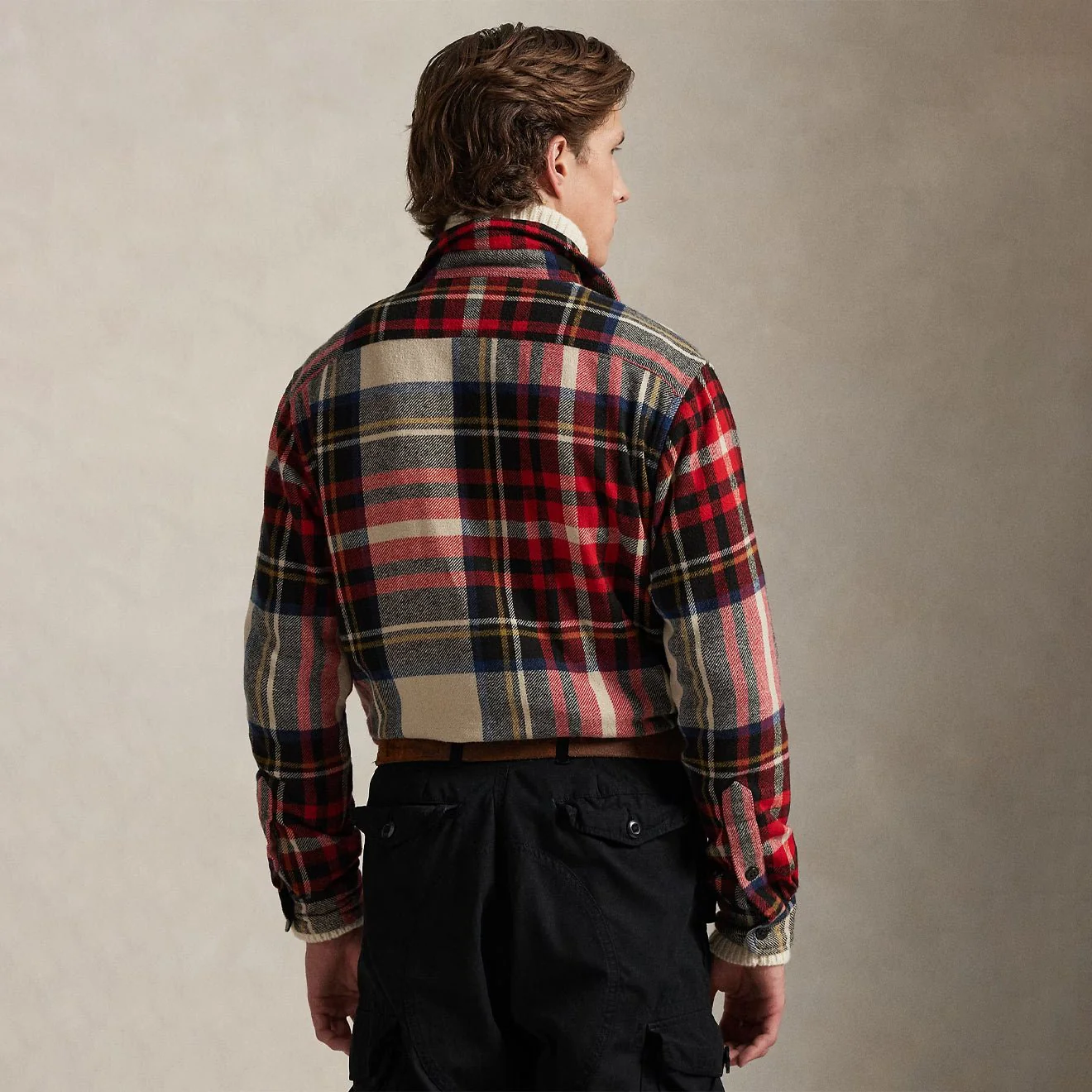 Polo Ralph Lauren Classic Fit Plaid Flannel Workshirt Cream / Red / Multi - Image 3