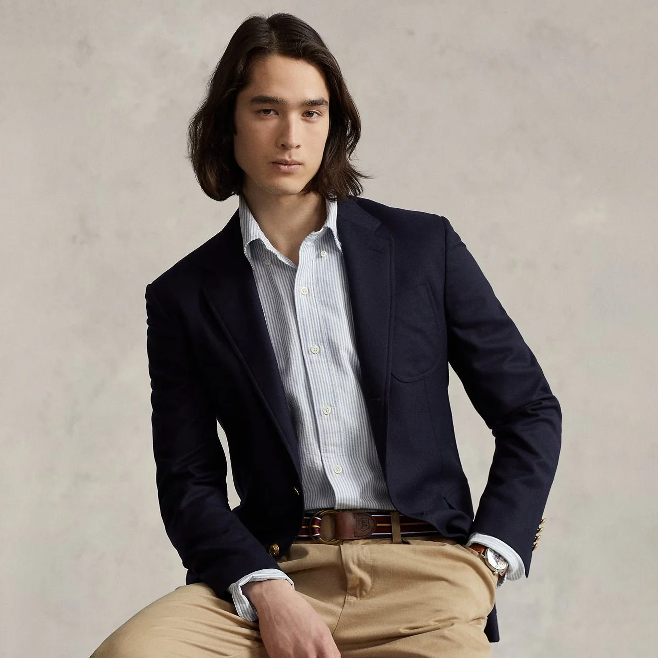 Polo Ralph Lauren Custom Fit Oxford Shirt Blue / White Stripe - Image 4
