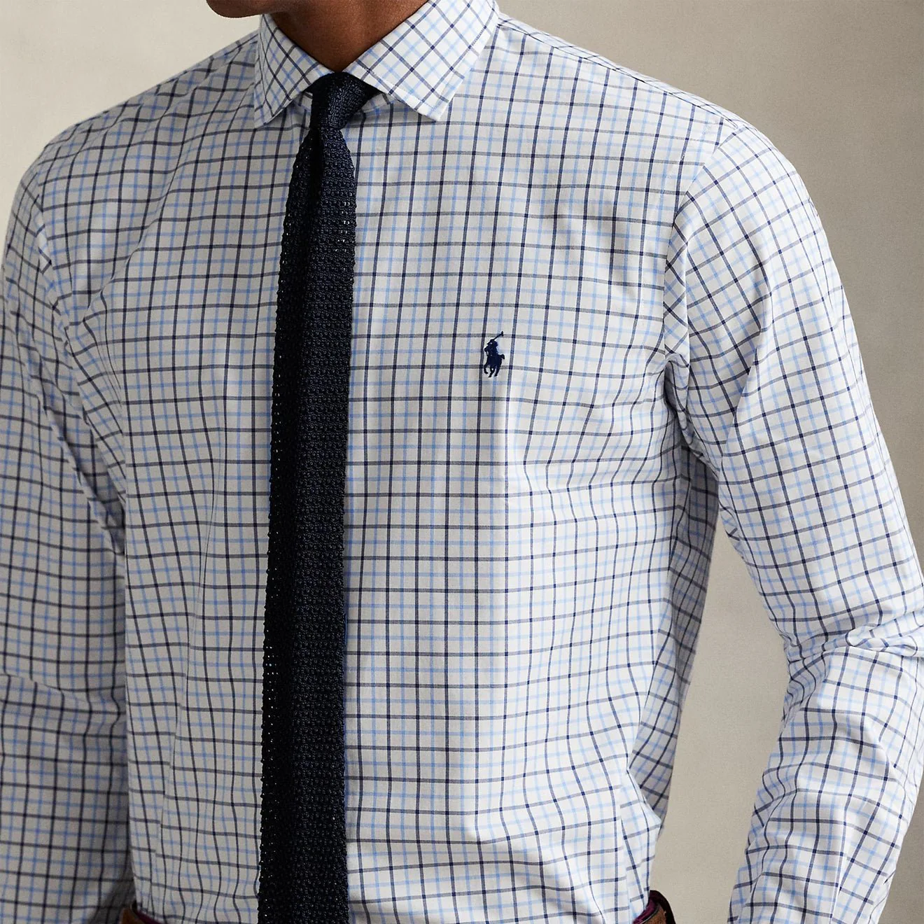 Polo Ralph Lauren Custom Fit Plaid Stretch Poplin Shirt White / Blue / Multi - Image 4