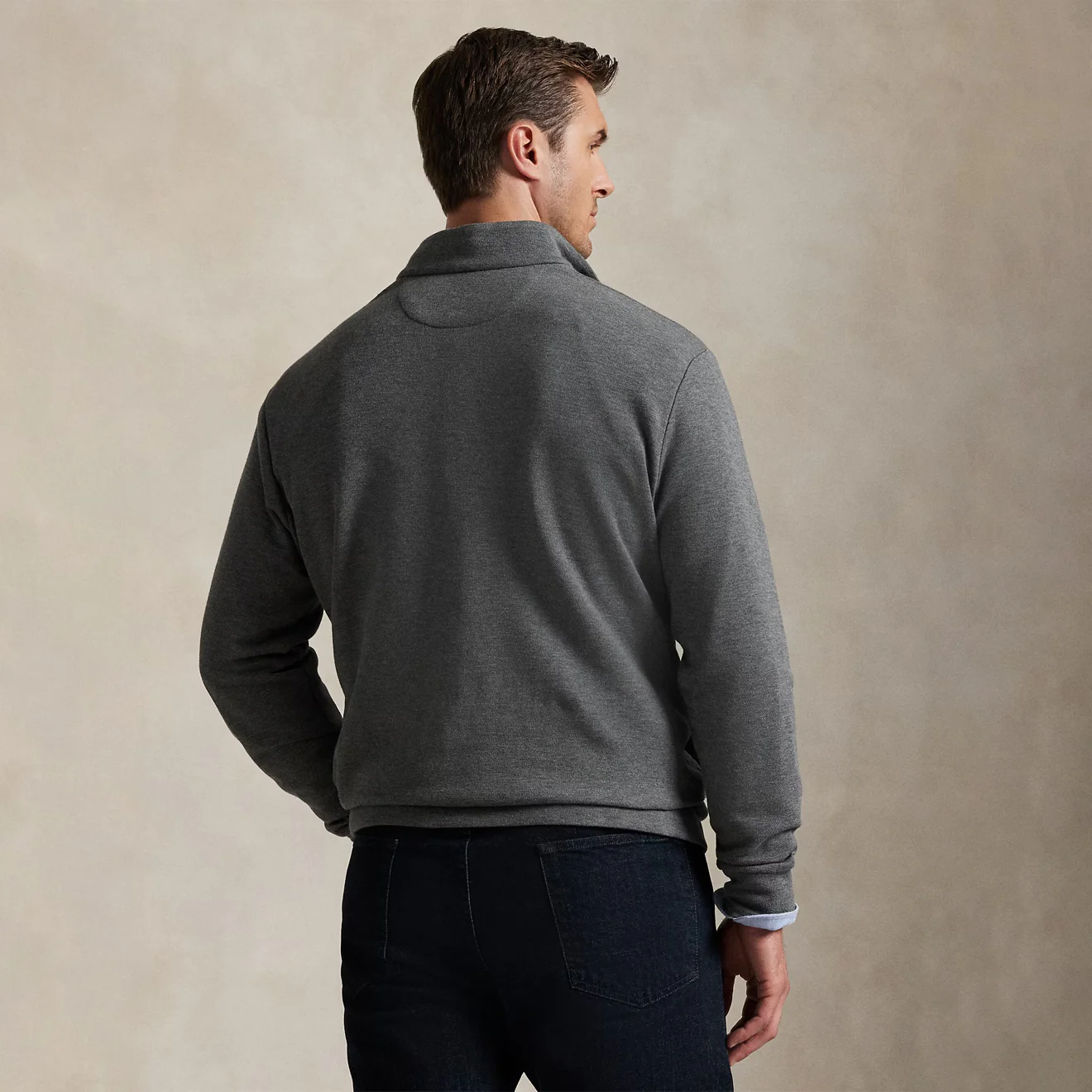 Polo Ralph Lauren Double-Knit Mesh Quarter-Zip Pullover Fortress Grey Heather - Image 3