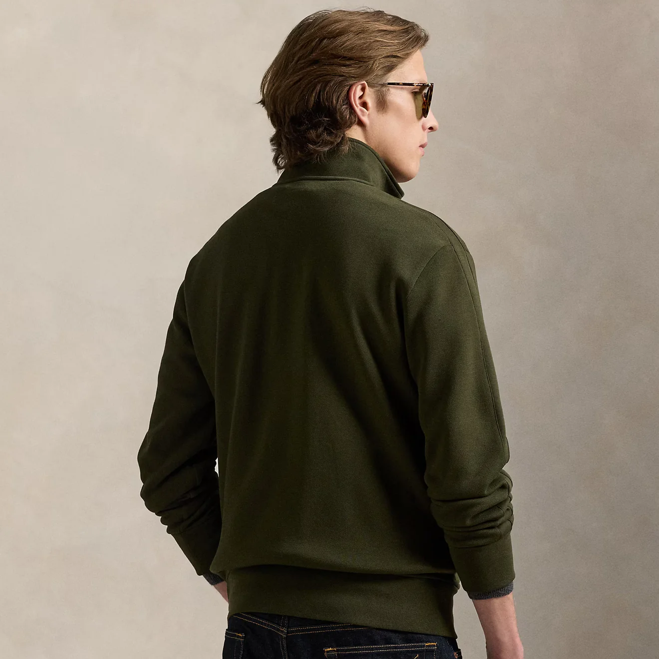 Polo Ralph Lauren Double Knit Track Jacket Company Olive - Image 3